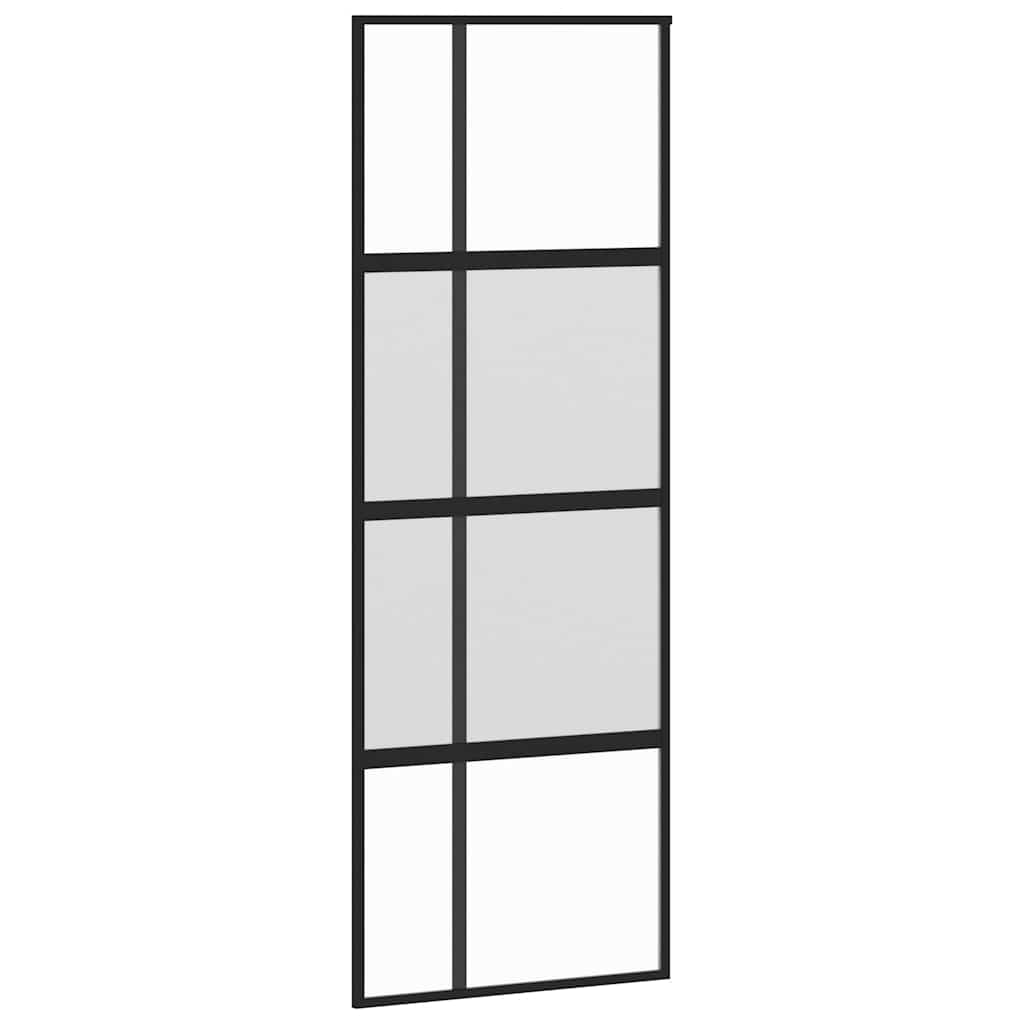 skydedør med hardwaresæt 76x205 cm hærdet glas sort