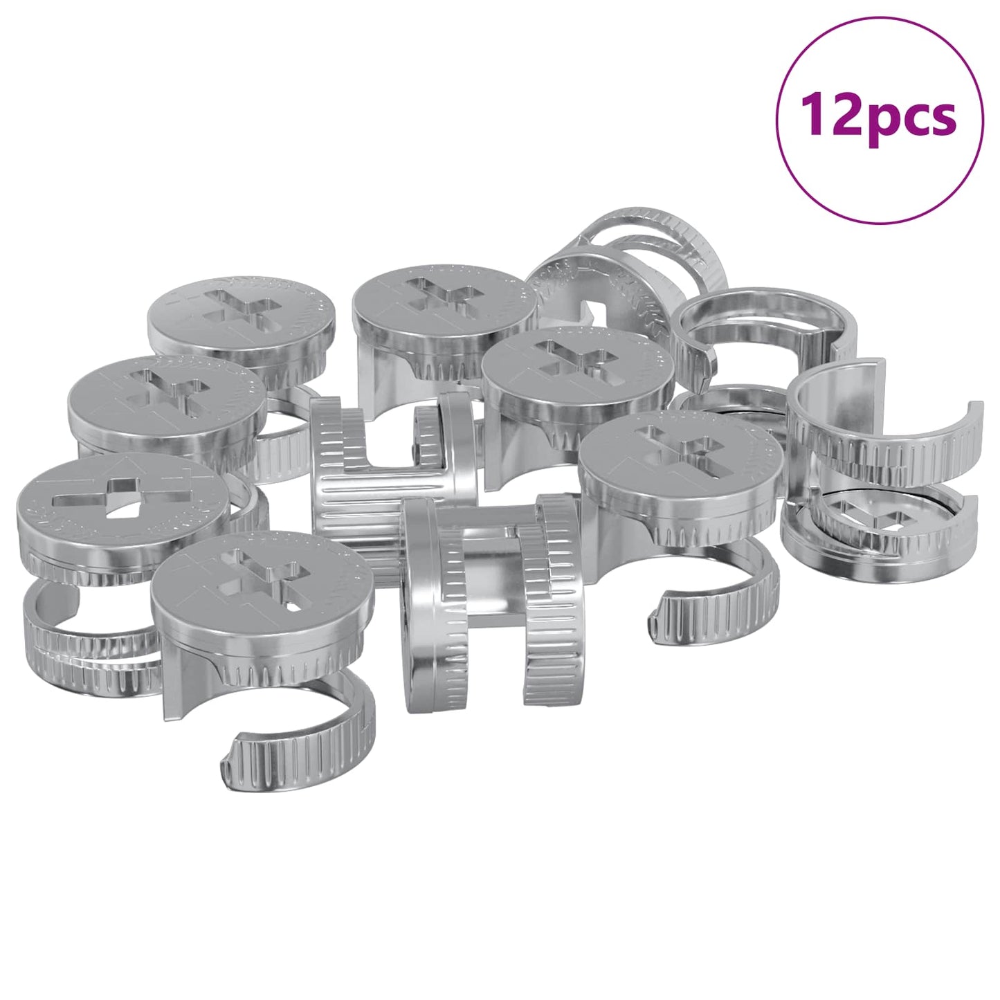 Kam Lås Skruer 12 pcs Sølv 12 x 10 mm Metal