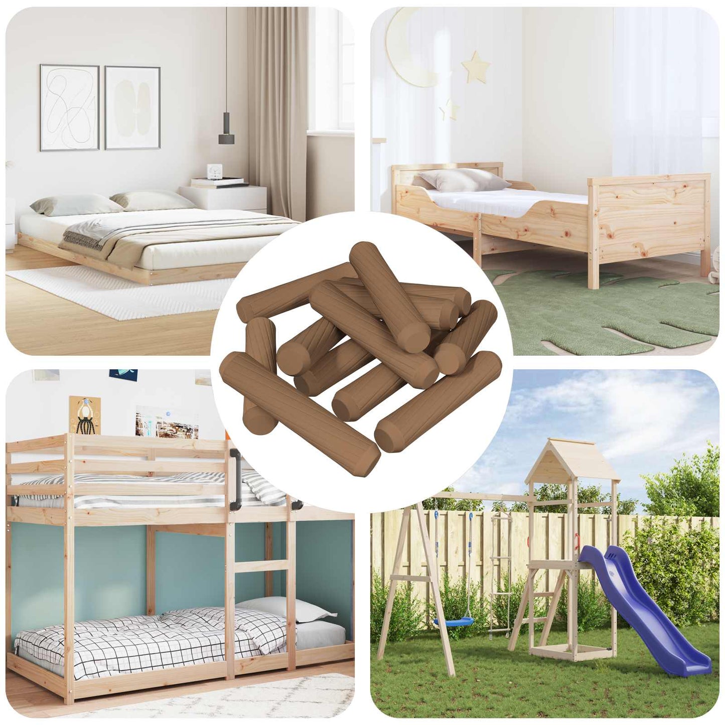 Trædowels 12 pcs Brun Ø 8 x 35 mm Massivt træ