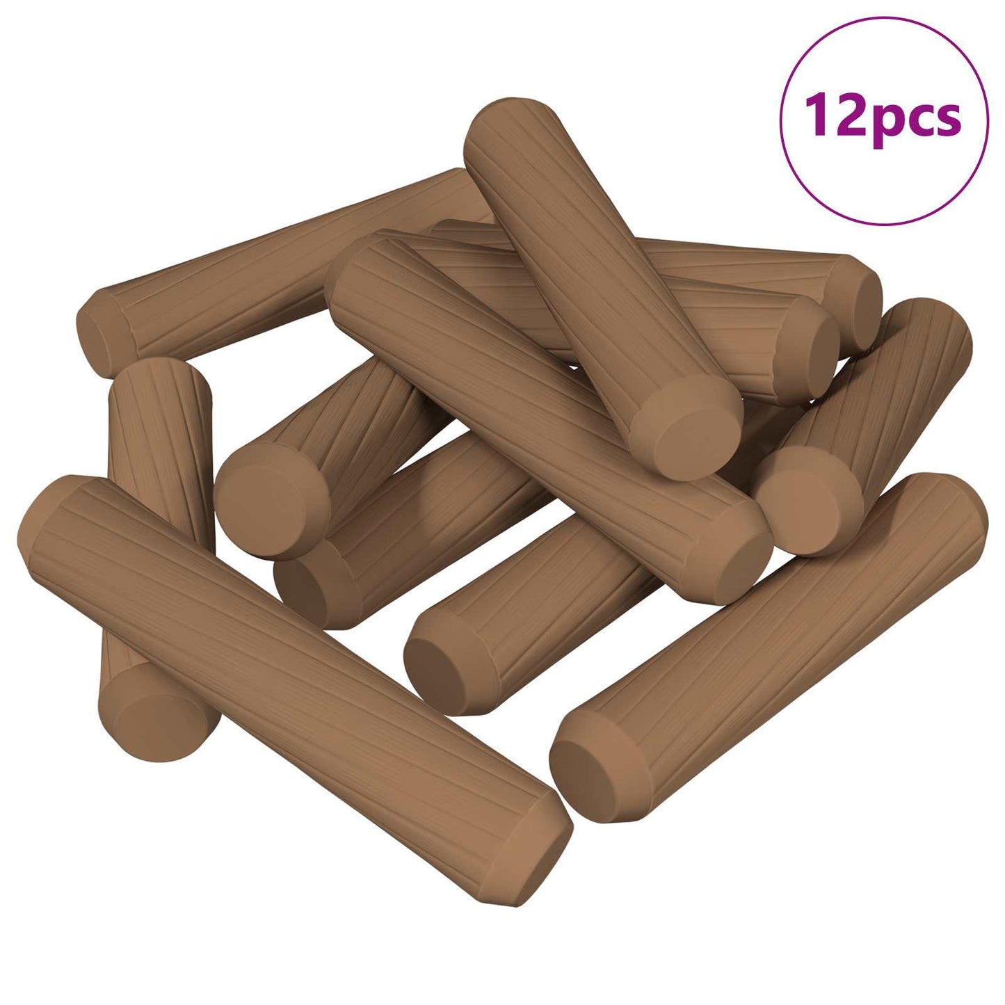 Trædowels 12 pcs Brun Ø 8 x 35 mm Massivt træ