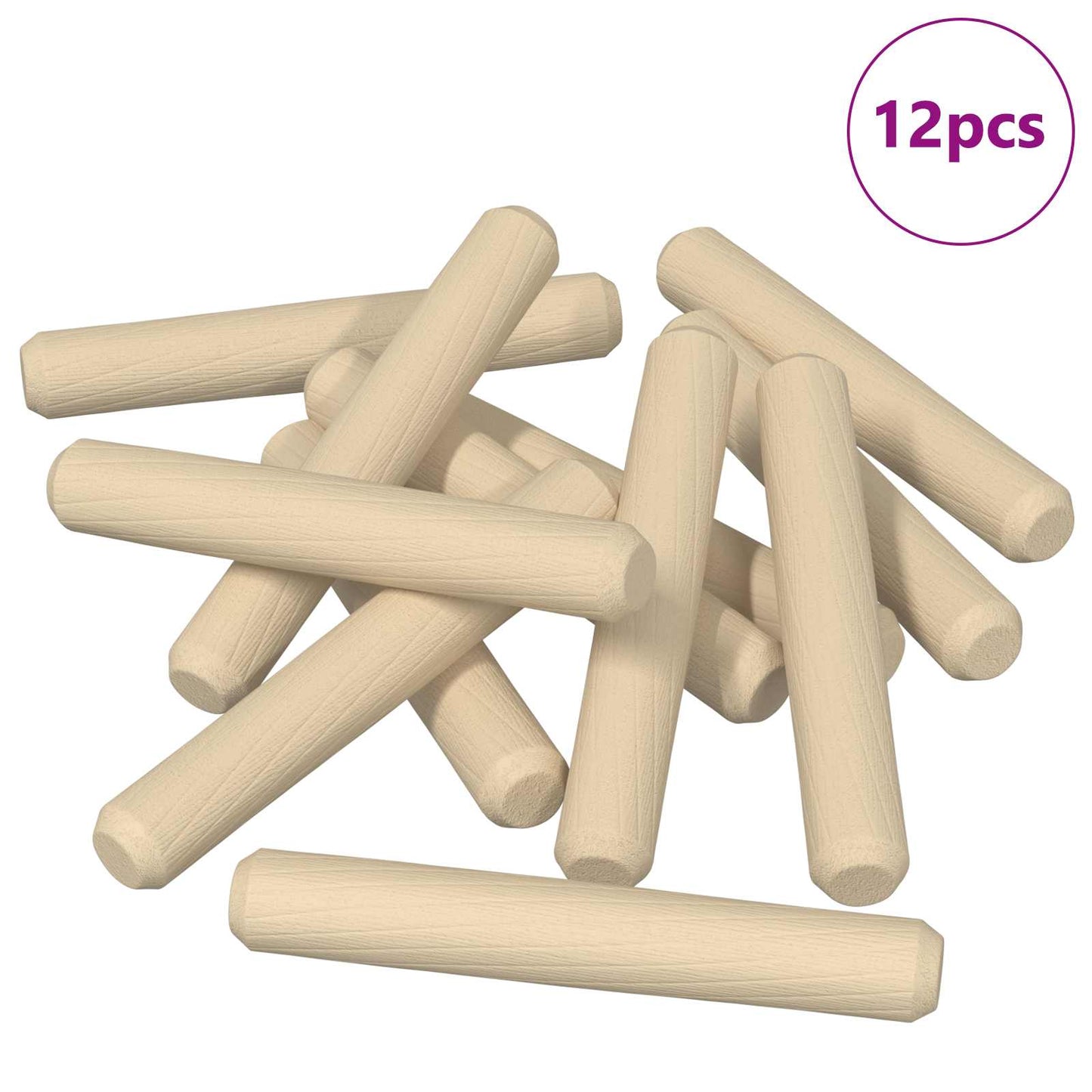 Trædowels 12 pcs Brun Ø 8 x 50 mm Massivt træ