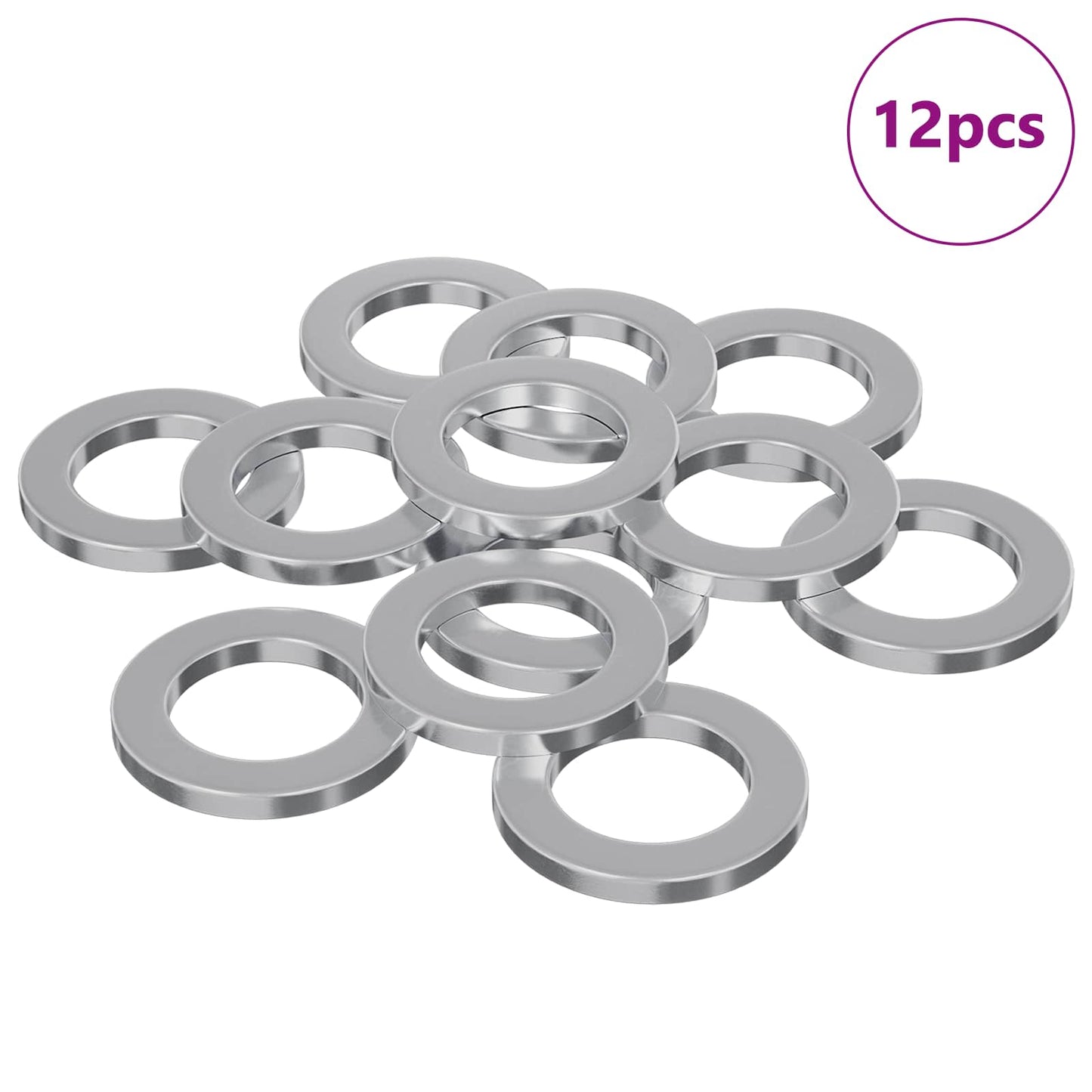 Skiver 12 pcs Sølv 10 x 10 x 1,2 mm Jern