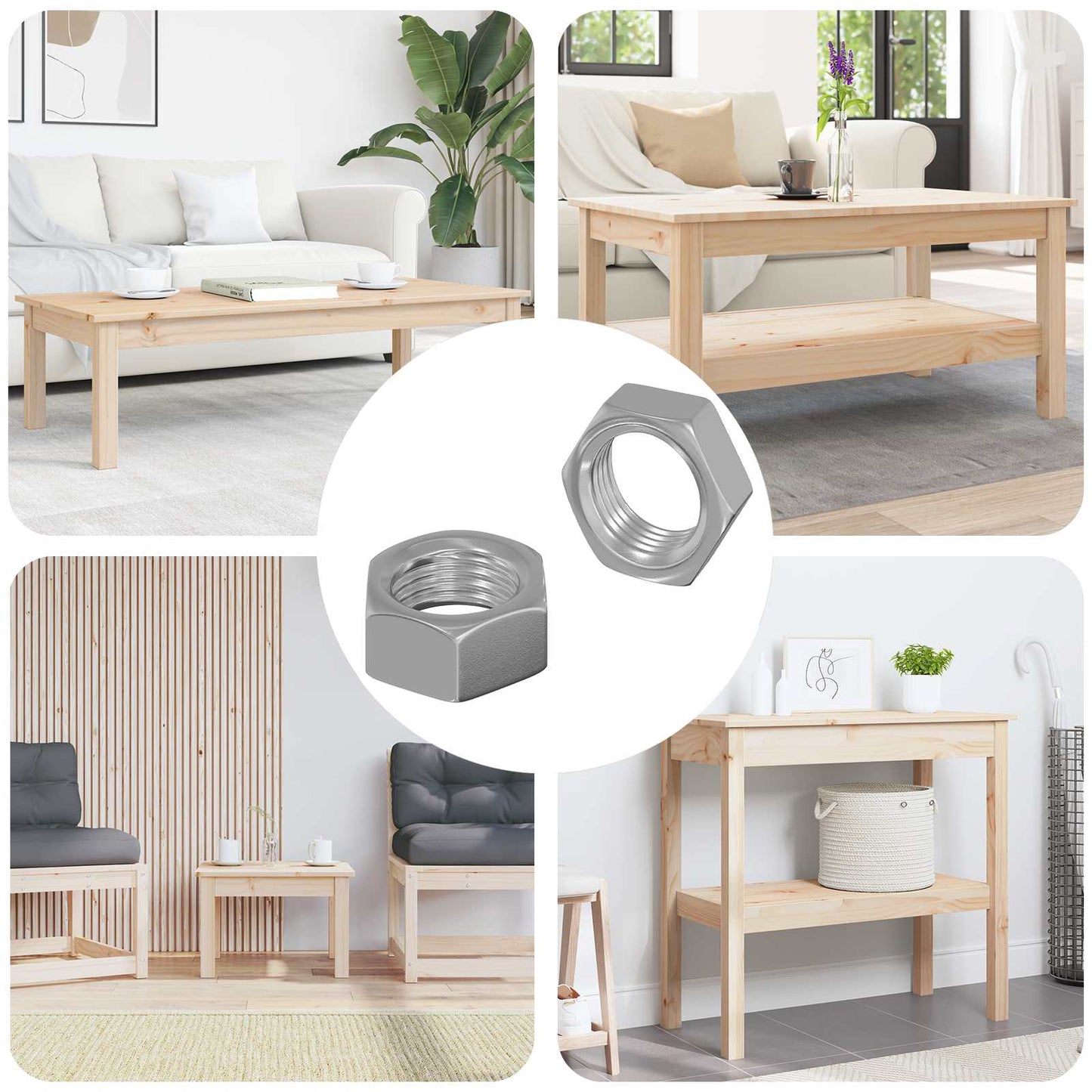 Sekskantmøtrik 2 pcs Sølv M6 Metal