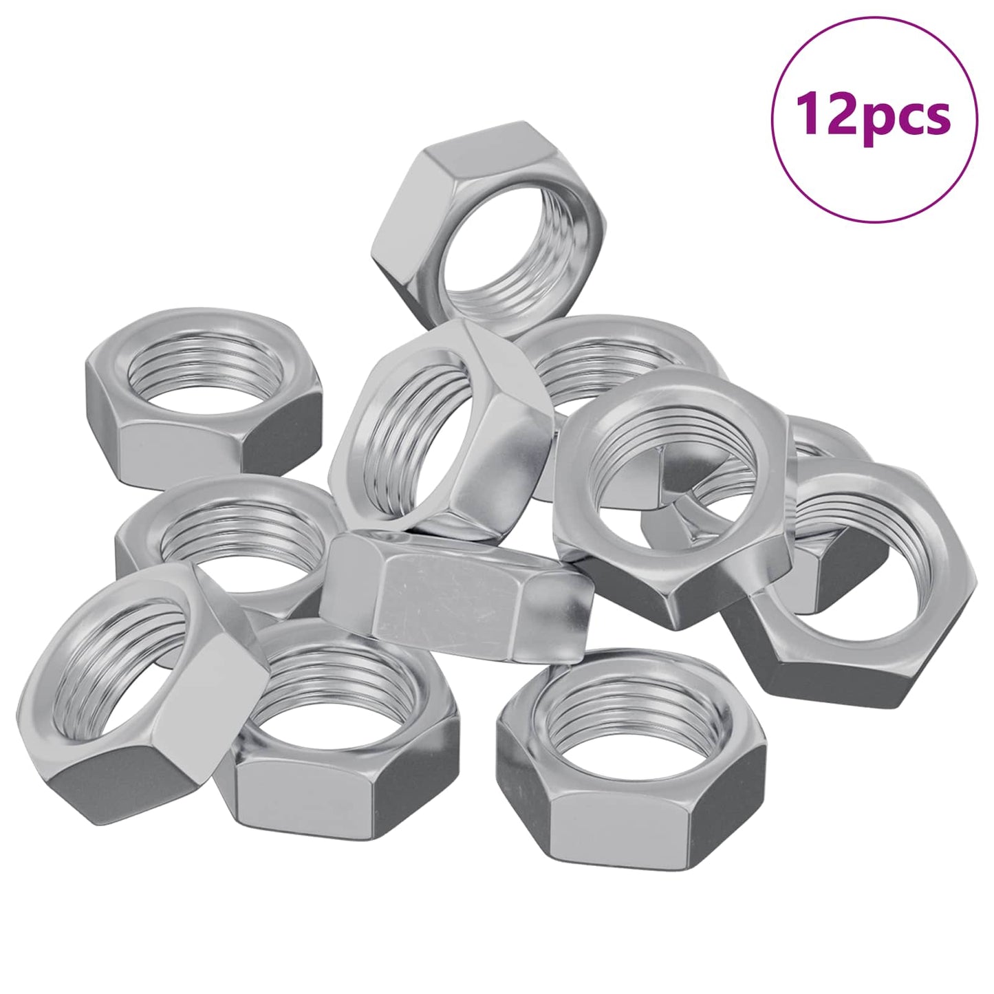 Sekskantmøtrik 12 pcs Sølv M6 Metal