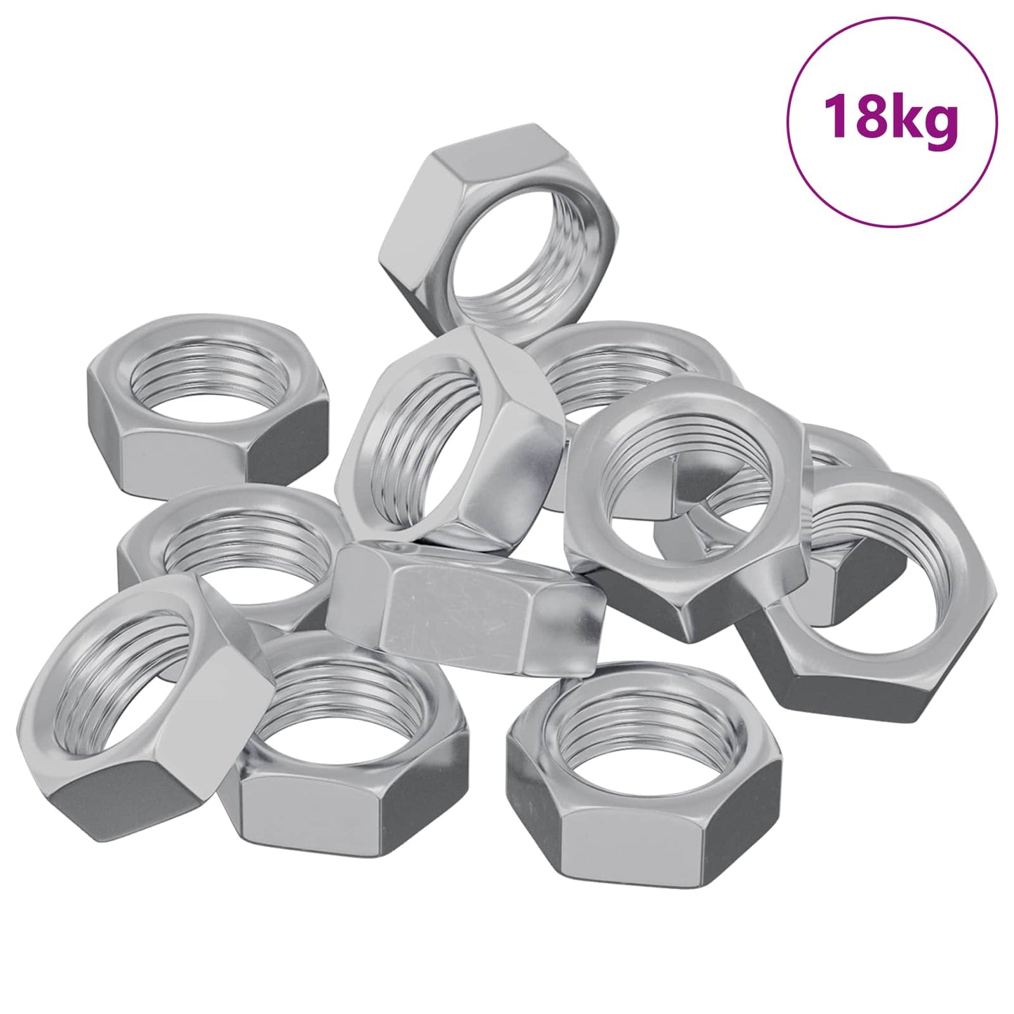 Sekskantmøtrik 23377 pcs Sølv Metal