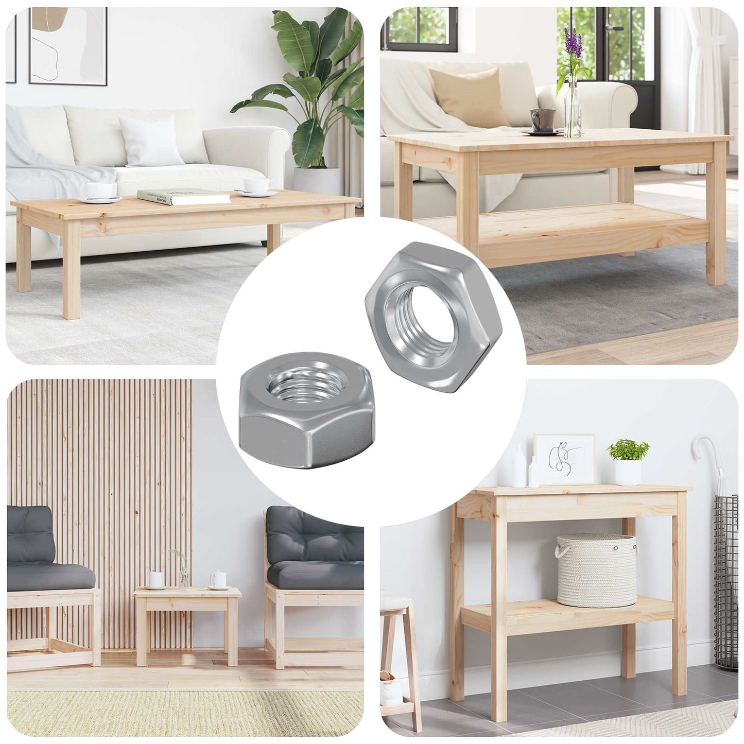 Sekskantmøtrik 2 pcs Sølv m8 Metal
