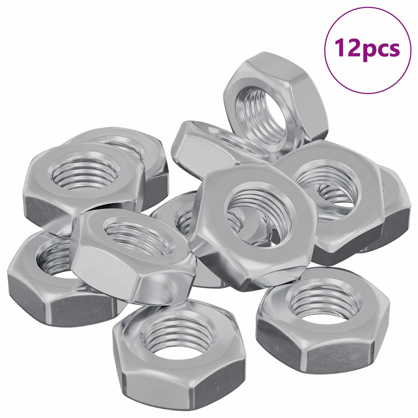 Sekskantmøtrik 12 pcs Sølv m8 Metal