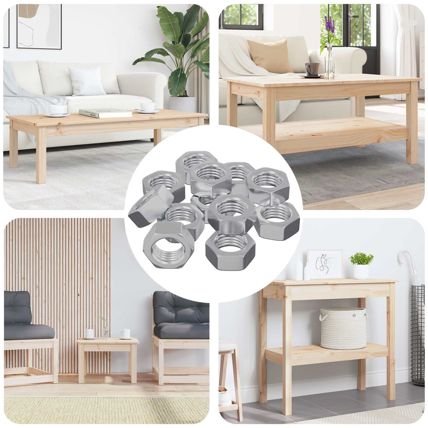 Sekskantmøtrik 12 pcs Sølv M6 Metal