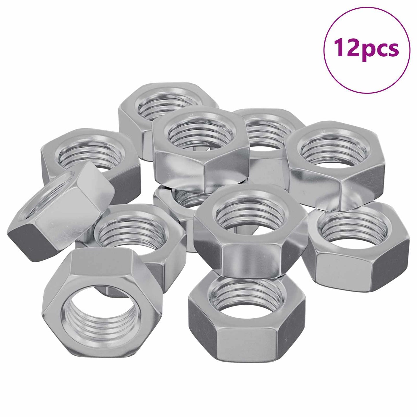 Sekskantmøtrik 12 pcs Sølv M6 Metal
