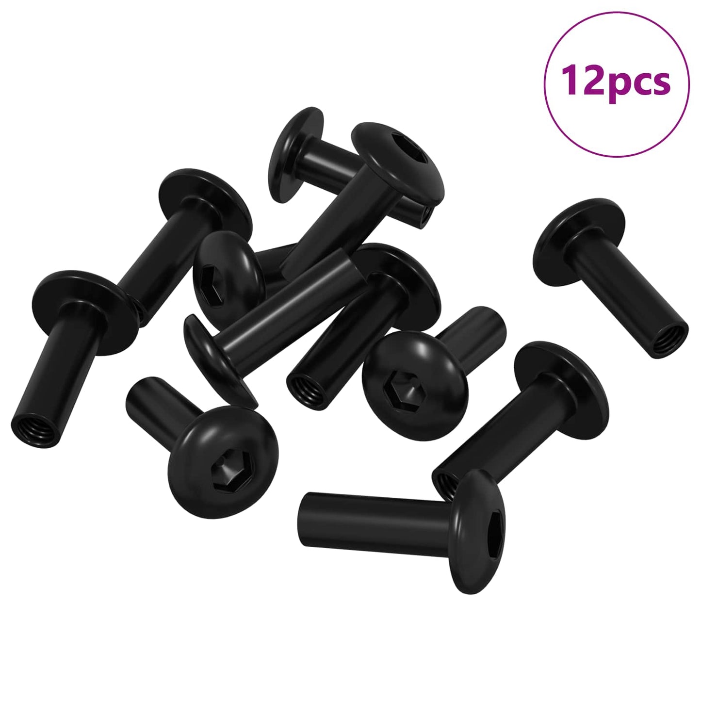 Sleeve Møtrikker 12 pcs Sort M4 x 14,5 mm Metal
