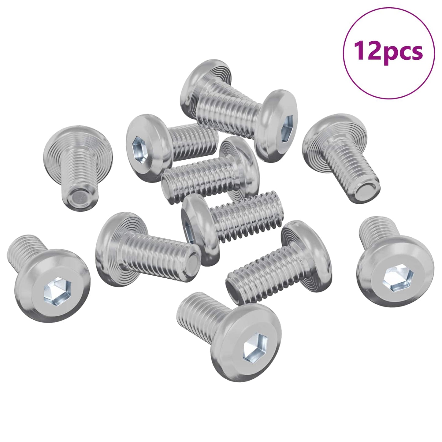 Låseskrue Ensfarvet 12 pcs Sølv M6 x 12 mm Stål