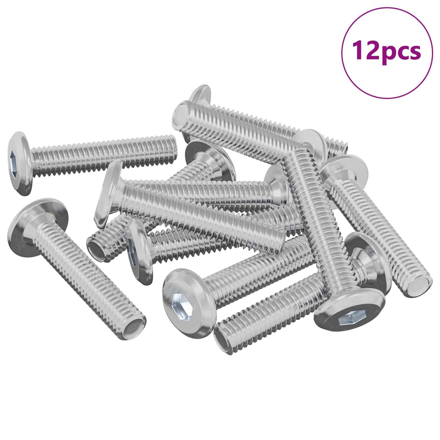 Låseskrue Ensfarvet 12 pcs Sølv M6 x 30 mm Stål