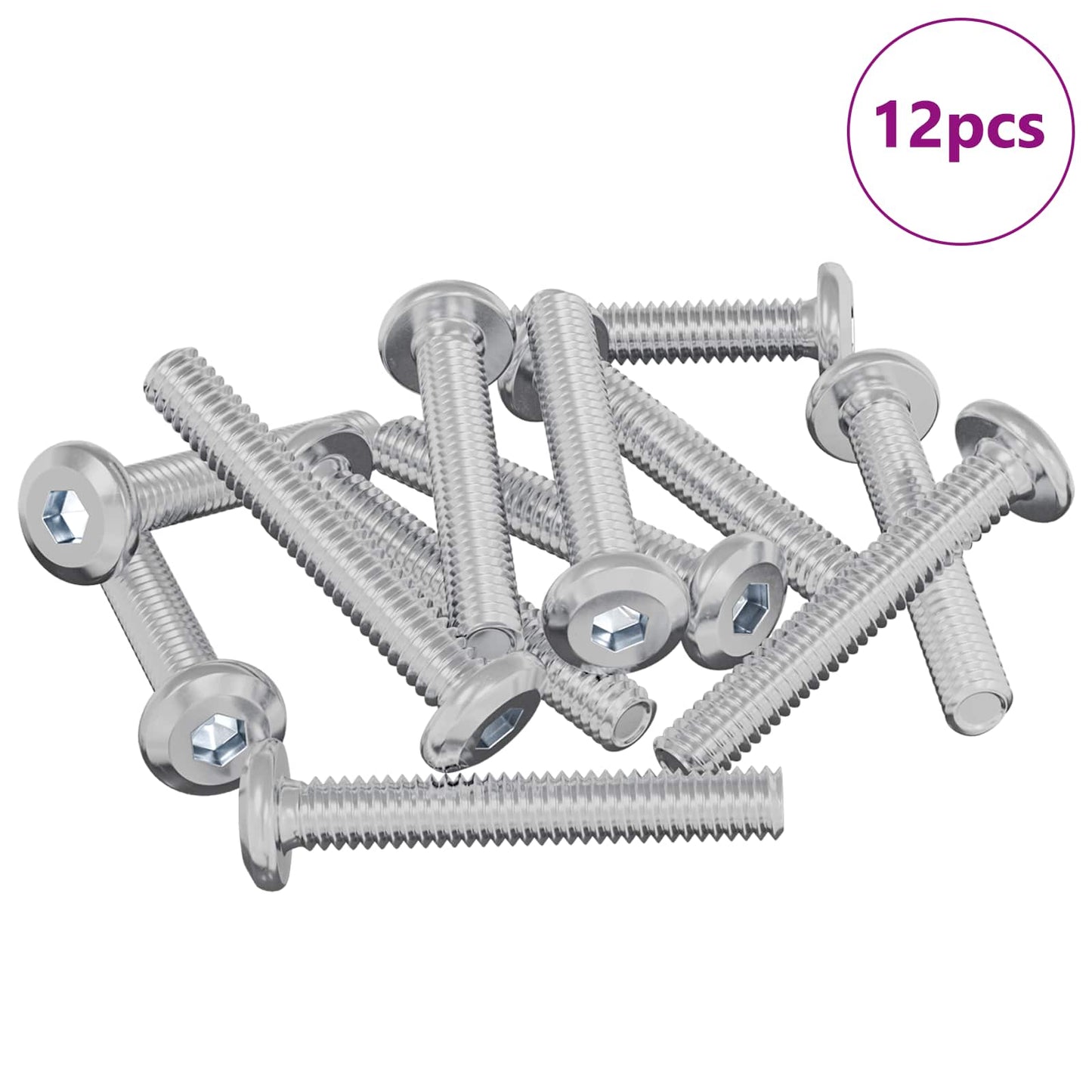 Låseskrue Ensfarvet 12 pcs Sølv M6 x 35 mm Stål