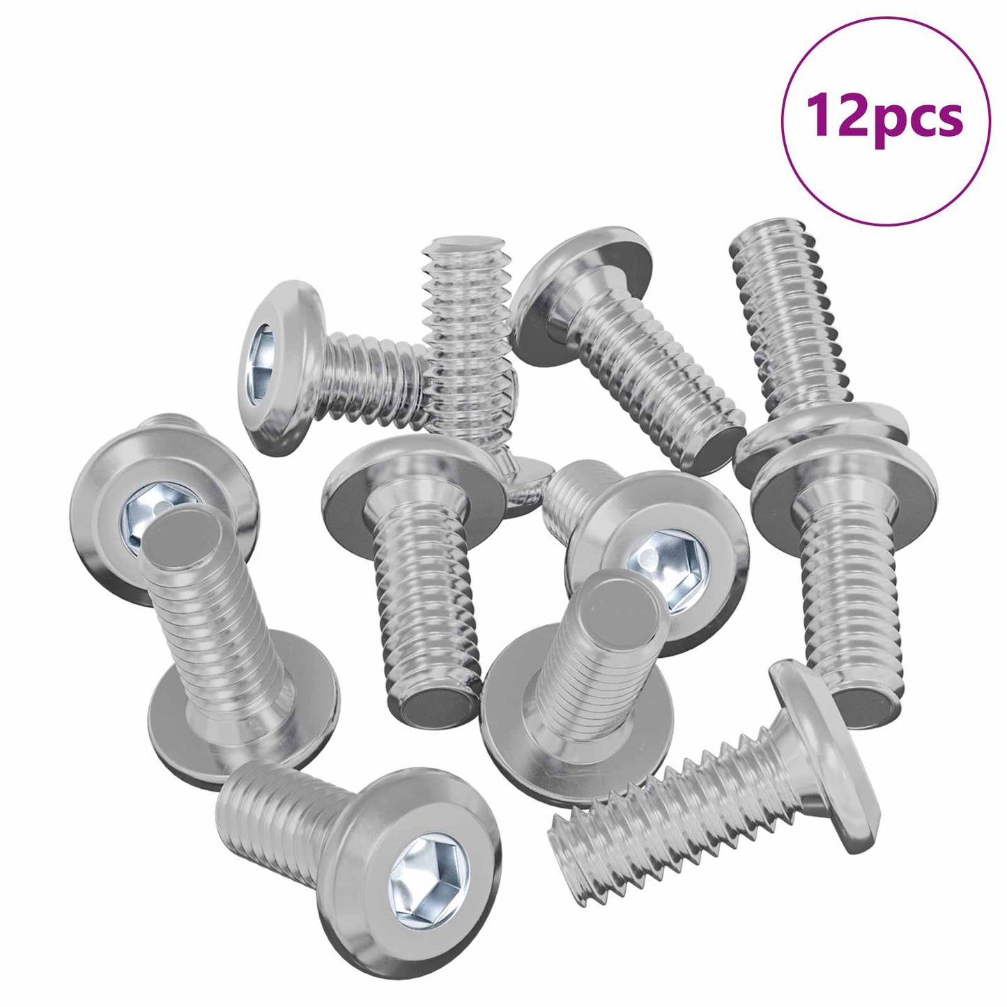 Hovedlås Skrue 12 pcs Sølv M6 x 15 mm Stål