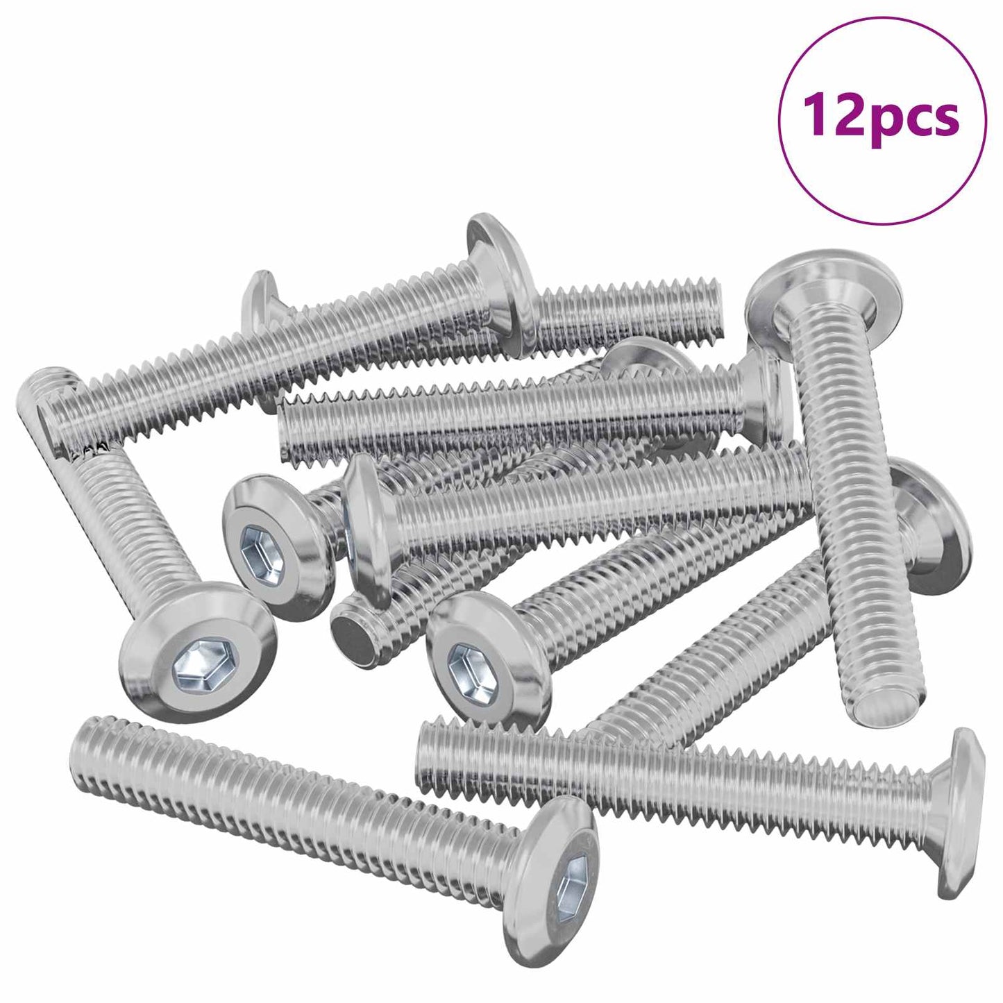 Hovedlås Skrue 12 pcs Sølv M6 x 35 mm Stål