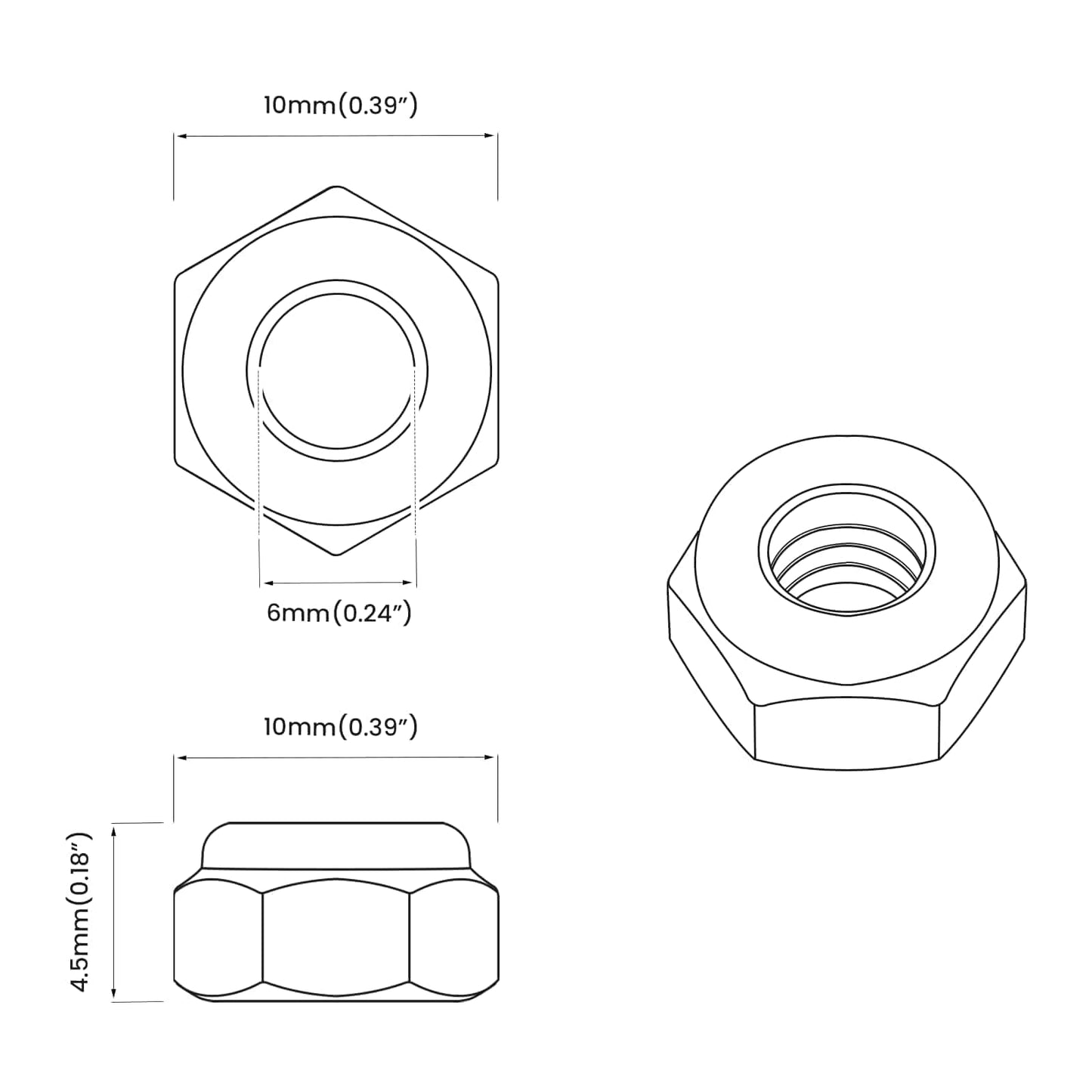 Skruen 12 pcs Sølv M6 x 10 mm Jern