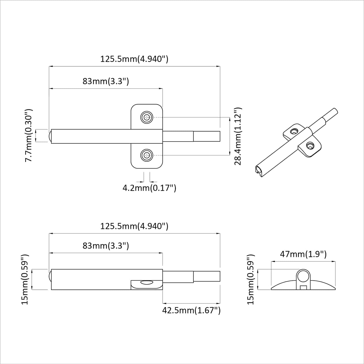 Blød luk damper 12 pcs Grå 125 x 47 x 15 mm PP