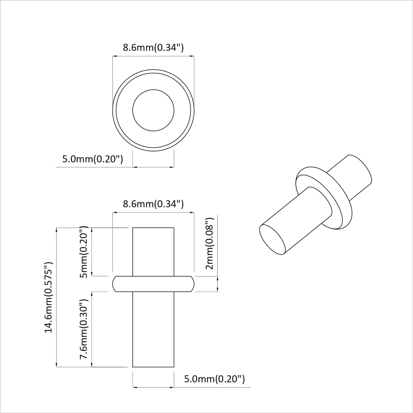 Hylde Peg 12 pcs Sølv 8,6 x 8,6 x 14,6 mm Stål