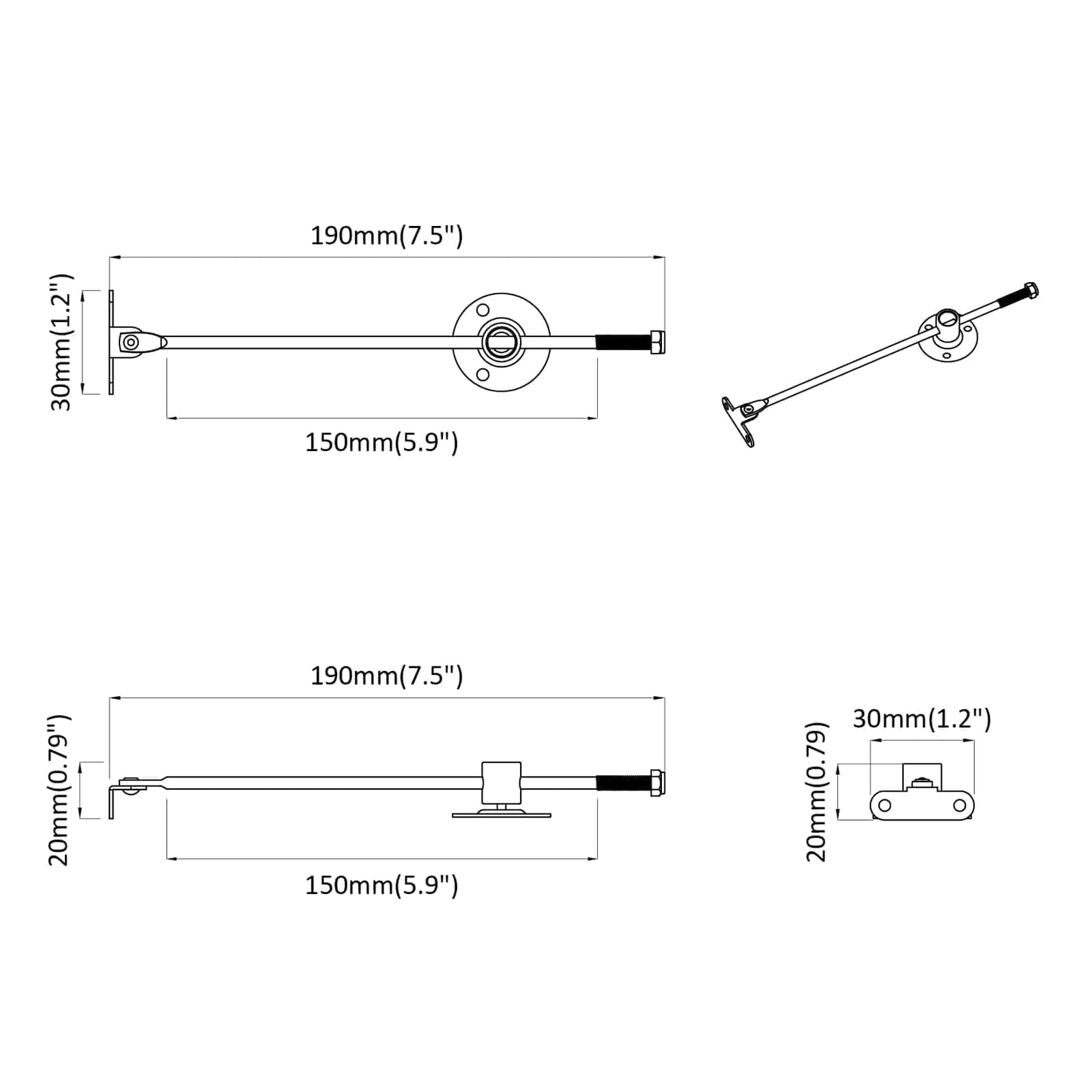 Pull Rod Hinge 12 pcs Sølv 190 mm Metal