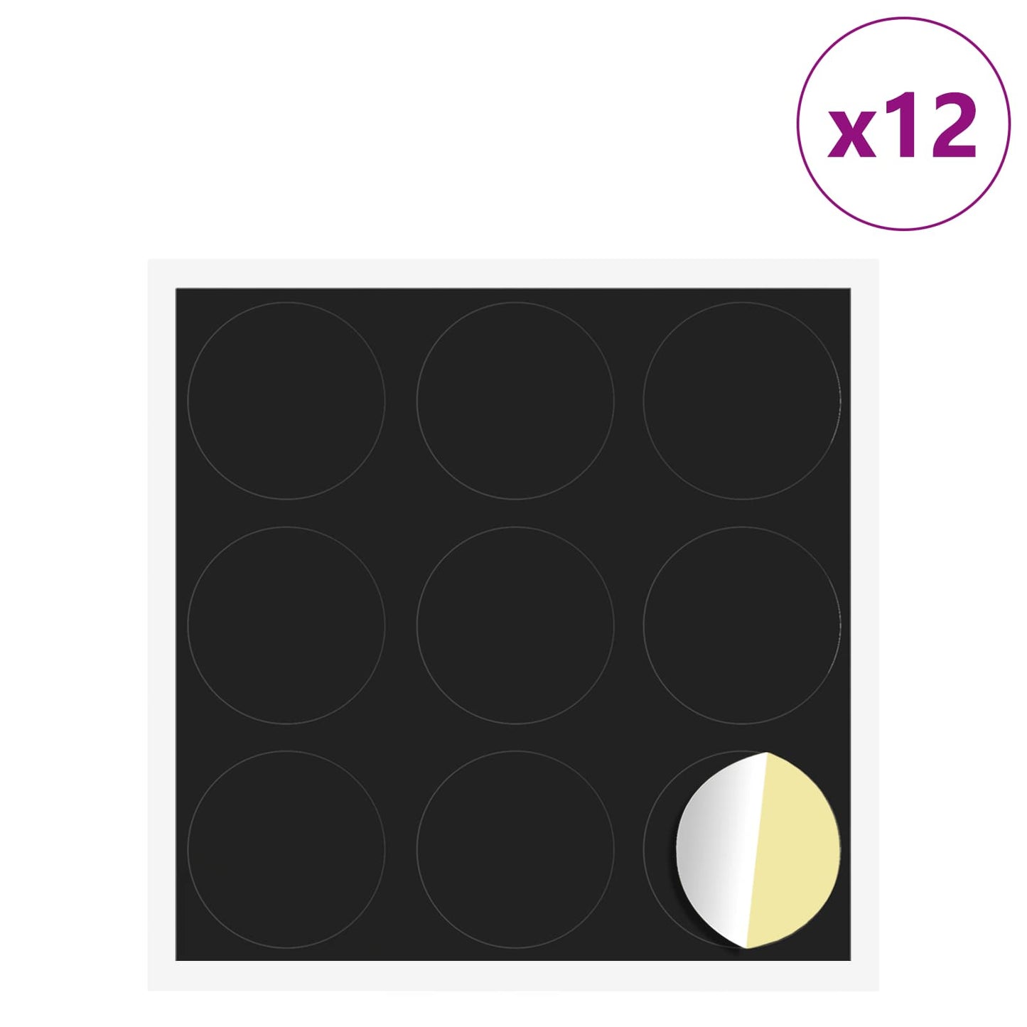 Klæbende Skrue Cover 12 pcs Sort Ø 20 x 0,5 mm Coated Papir