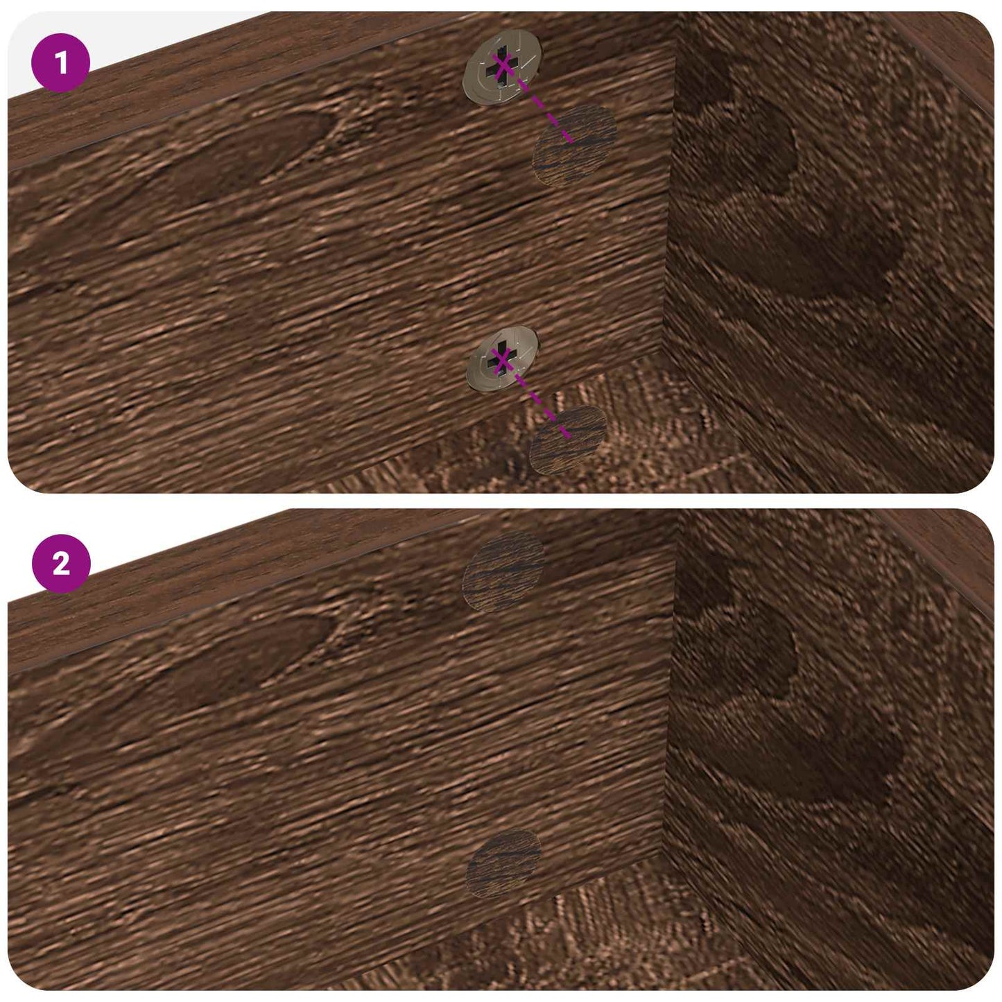 Klæbende Skrue Cover 2 pcs Brun eg Ø 20 x 0,5 mm Coated Papir