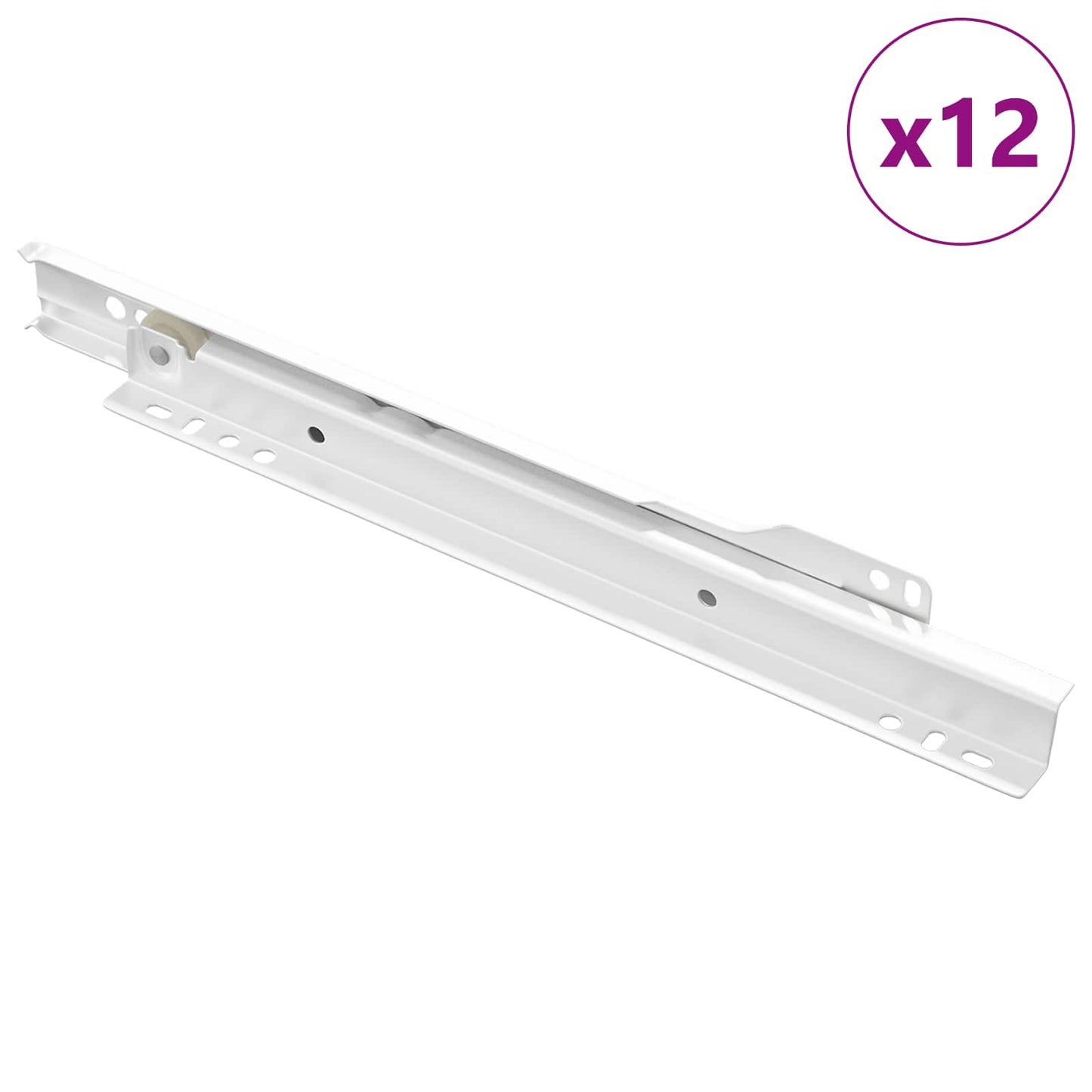 Skuffeskinne 12 pcs Hvid 250 mm Stål