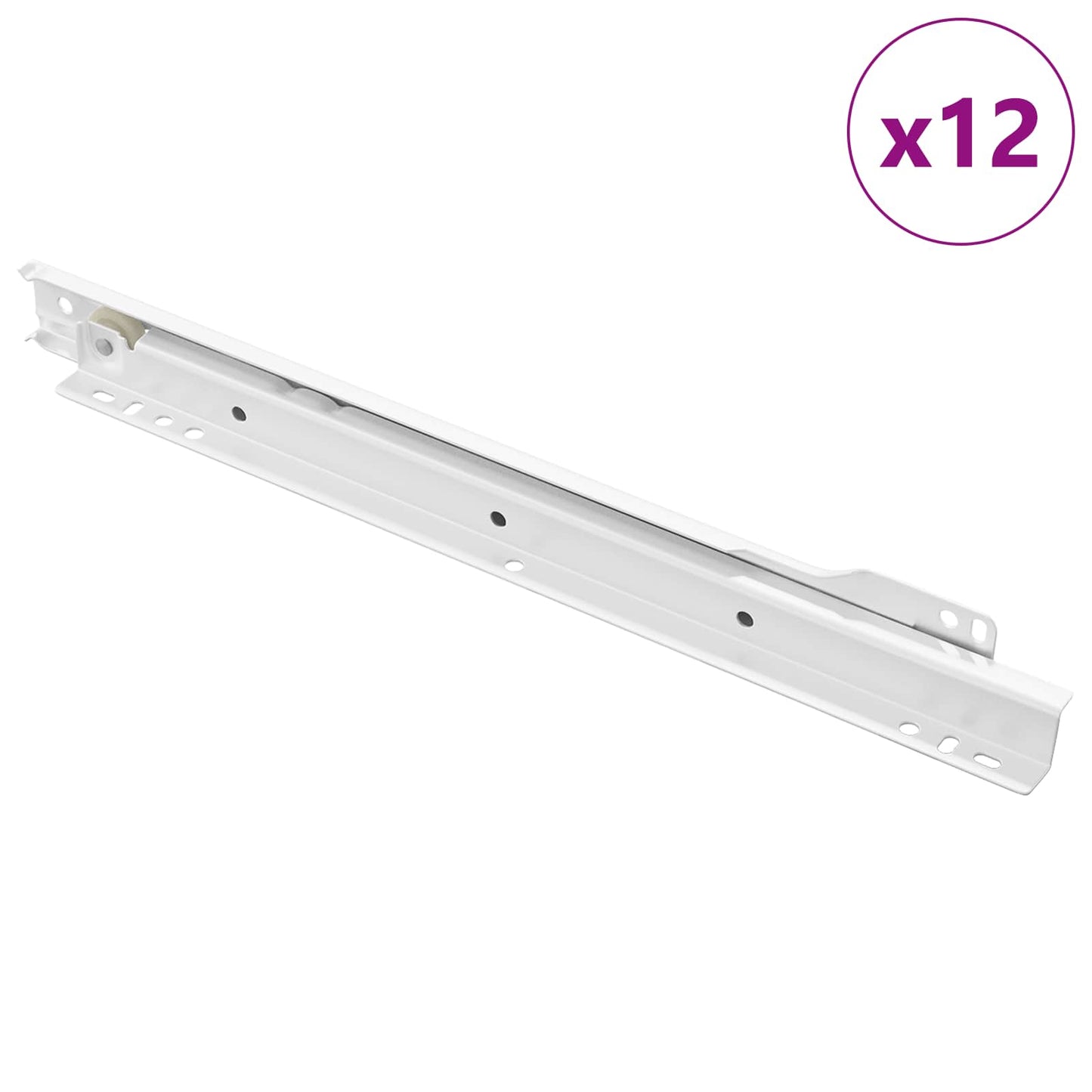 Skuffeskinne 12 pcs Hvid 300 mm Stål