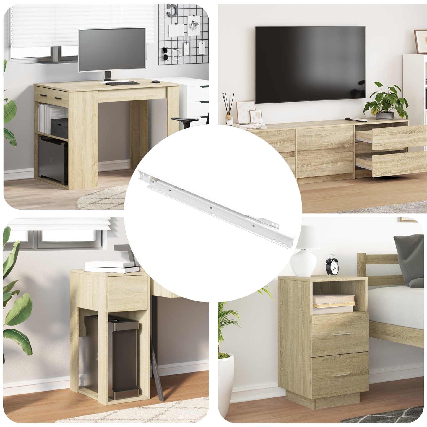 Skuffeskinne 12 pcs Hvid 350 mm Stål
