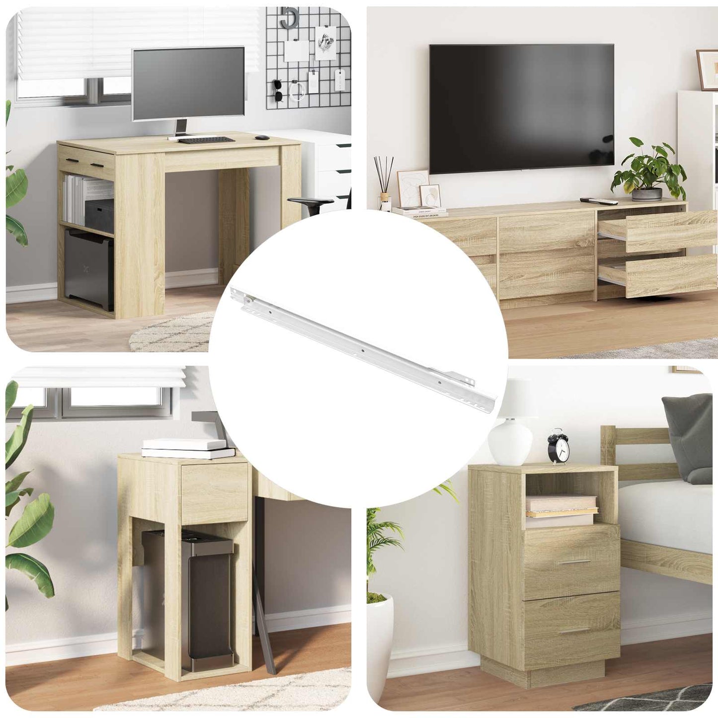 Skuffeskinne 12 pcs Hvid 450 mm Stål