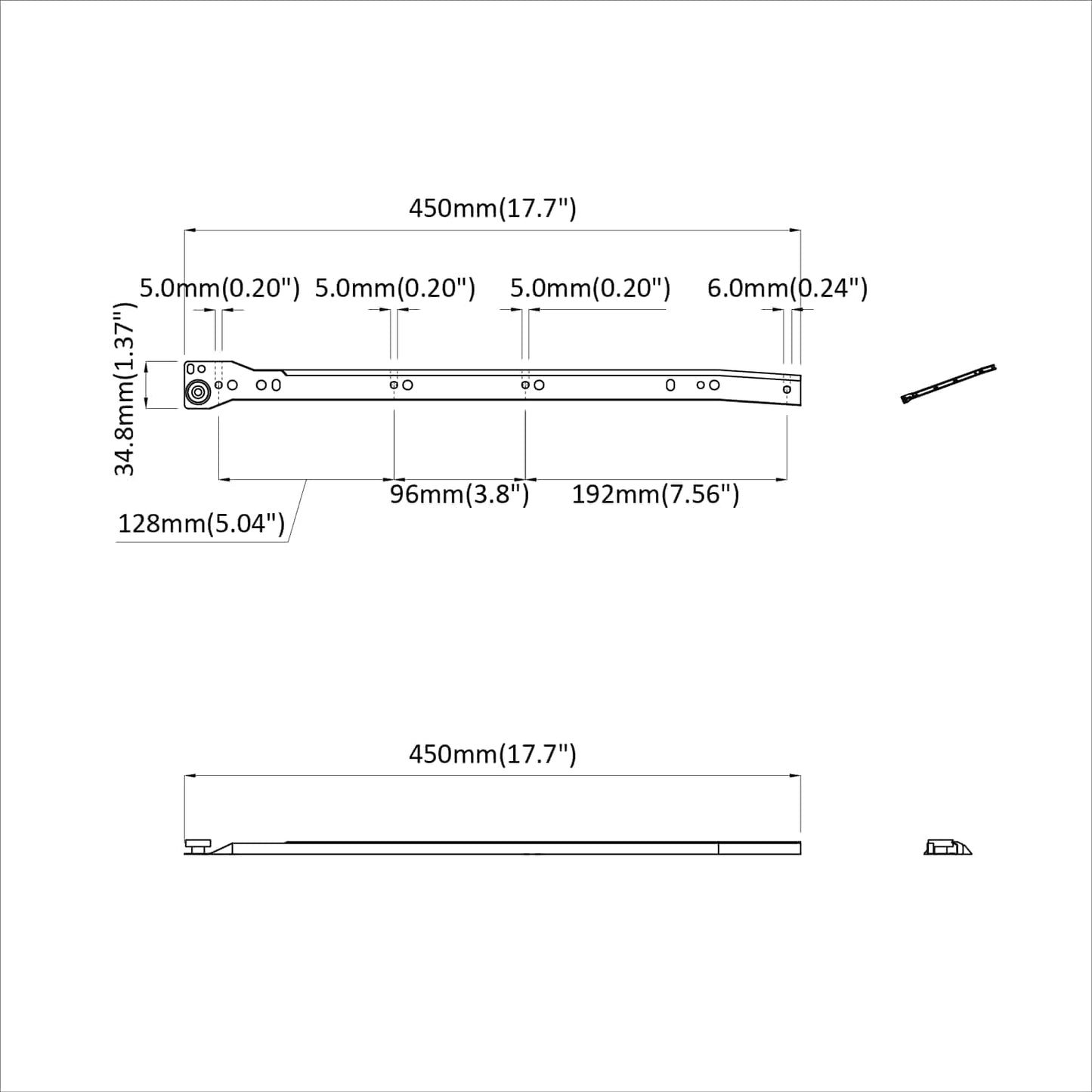 Skuffeskinne 12 pcs Hvid 450 mm Stål