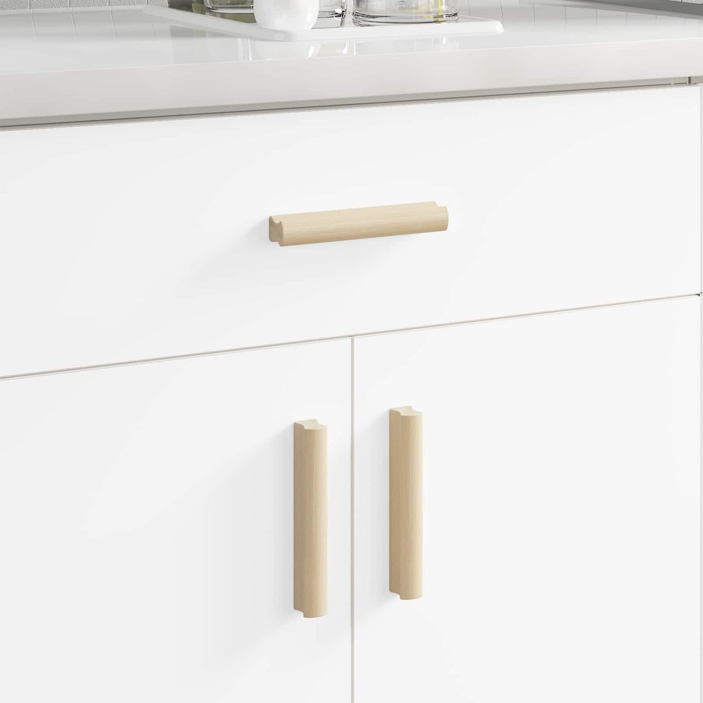 Lige håndtag 2 pcs Naturlig træfarve 130 x 25 x 30 mm