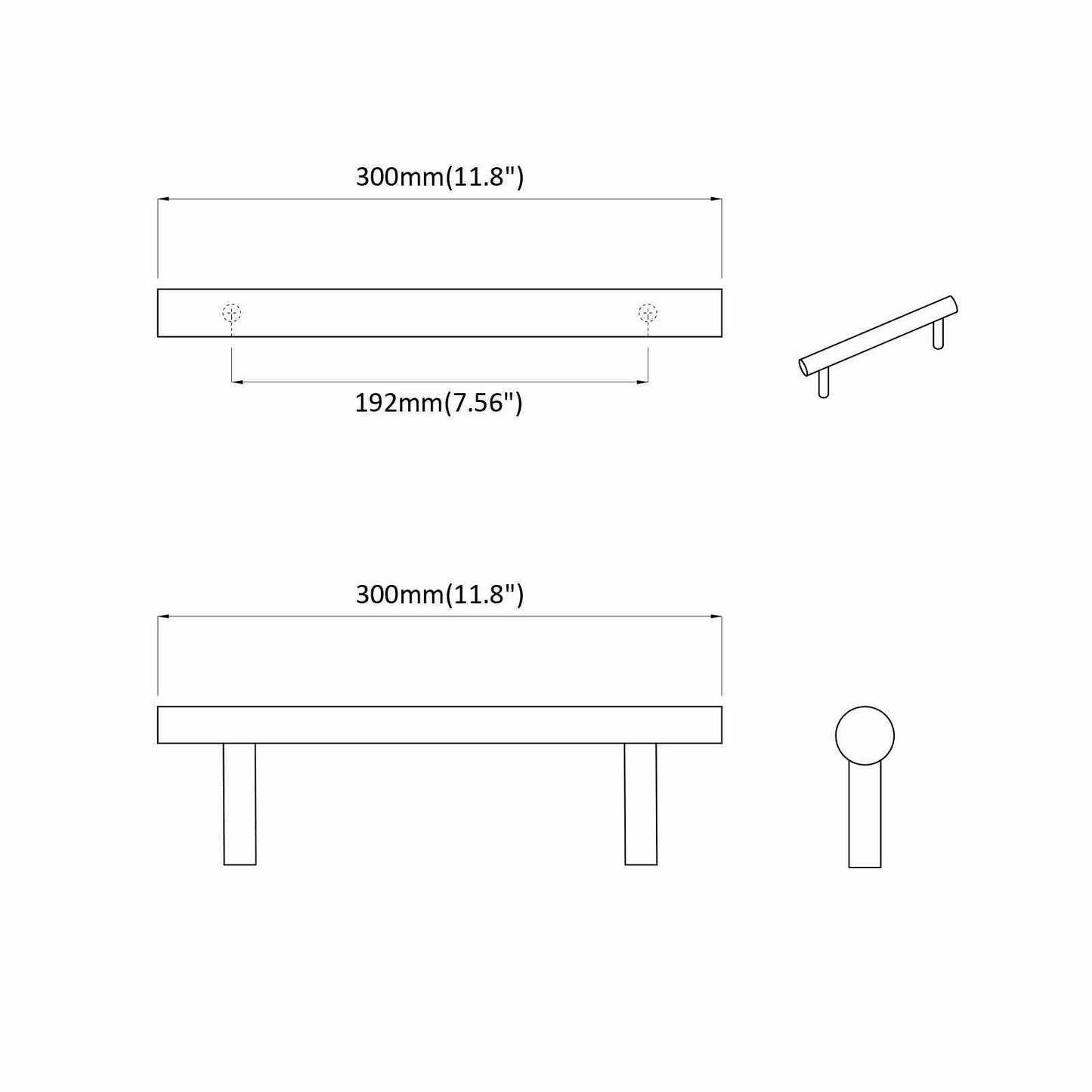Skab Håndtag 12 pcs Sølv 300 mm Rustfrit stål