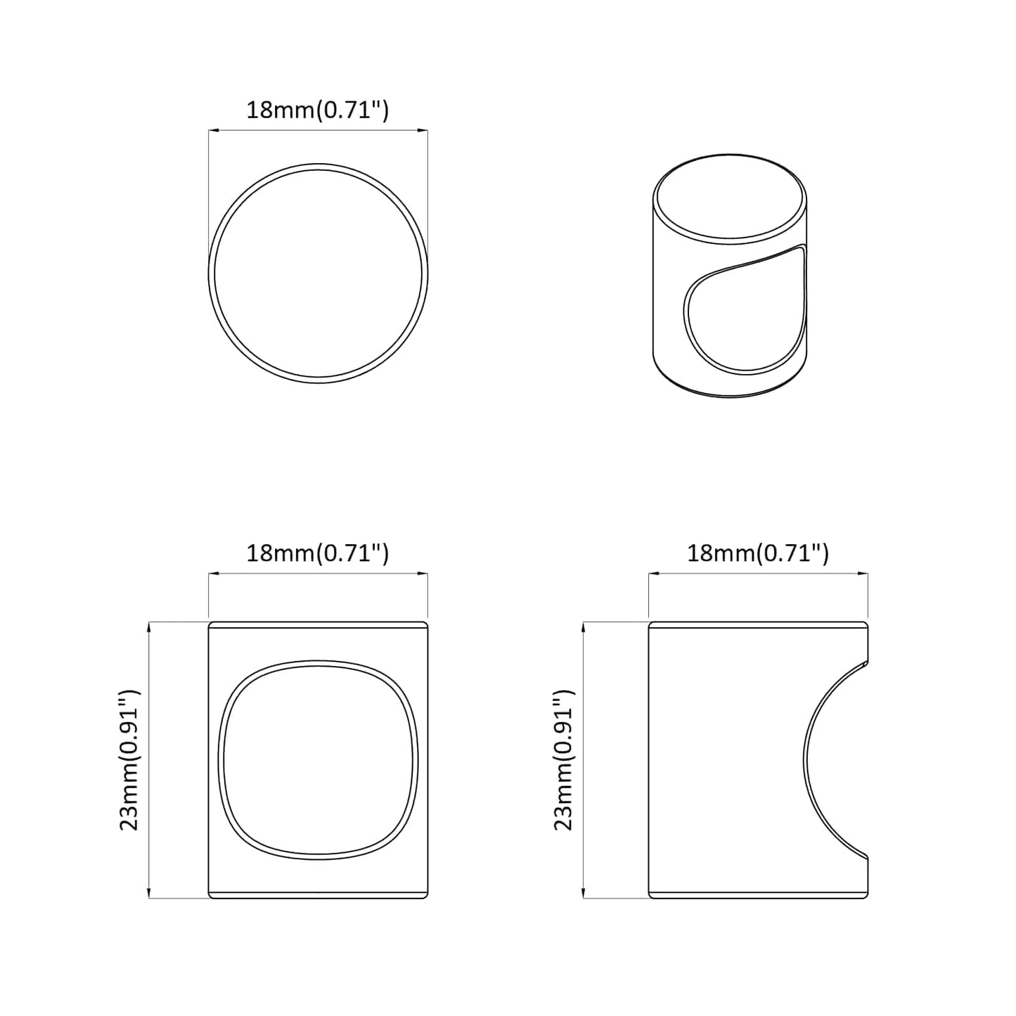 Kabinet Knob 2 pcs Sort 18 x 23 mm Jern