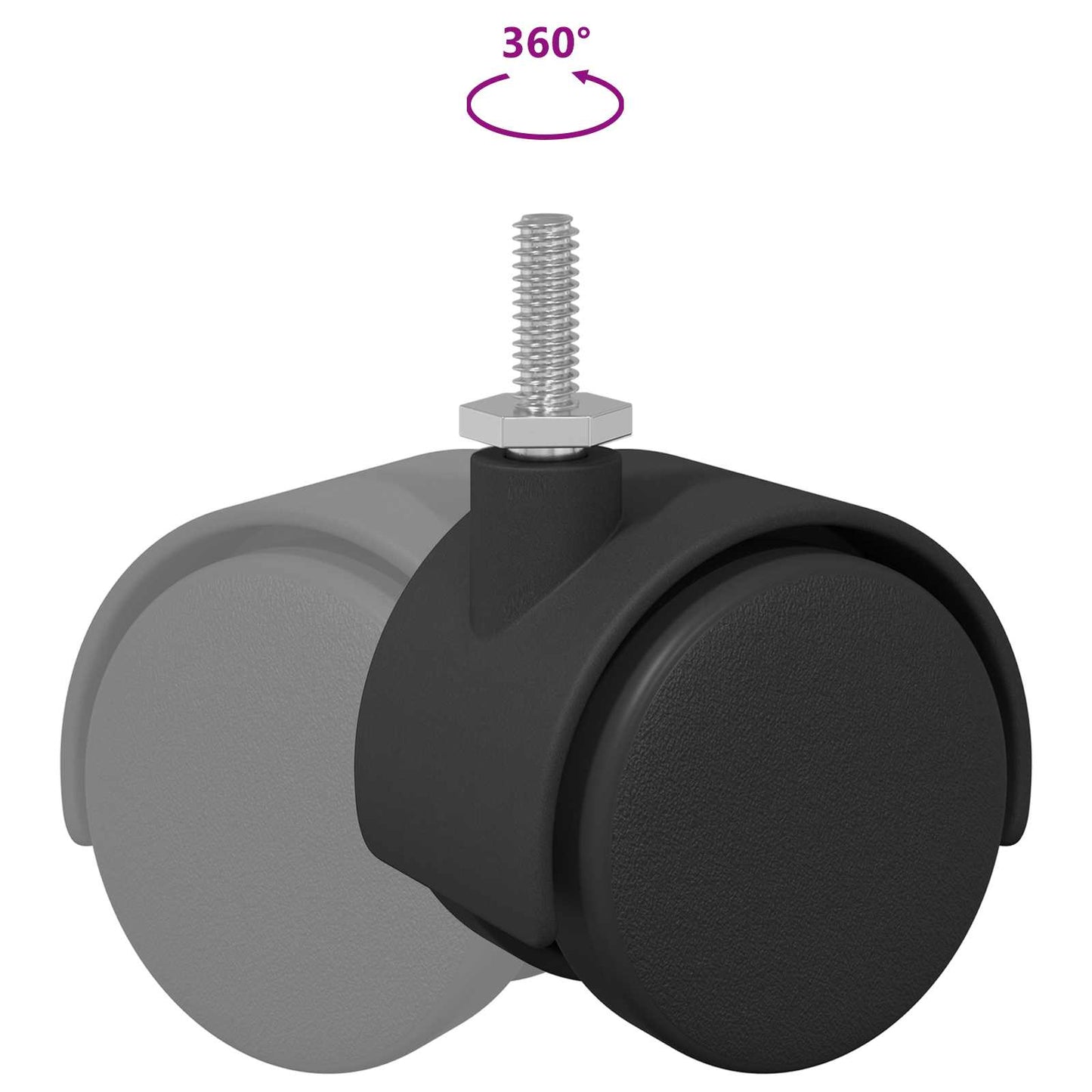 Hjul 2 pcs Sort 40,1 x 37,8 mm PP og Jern