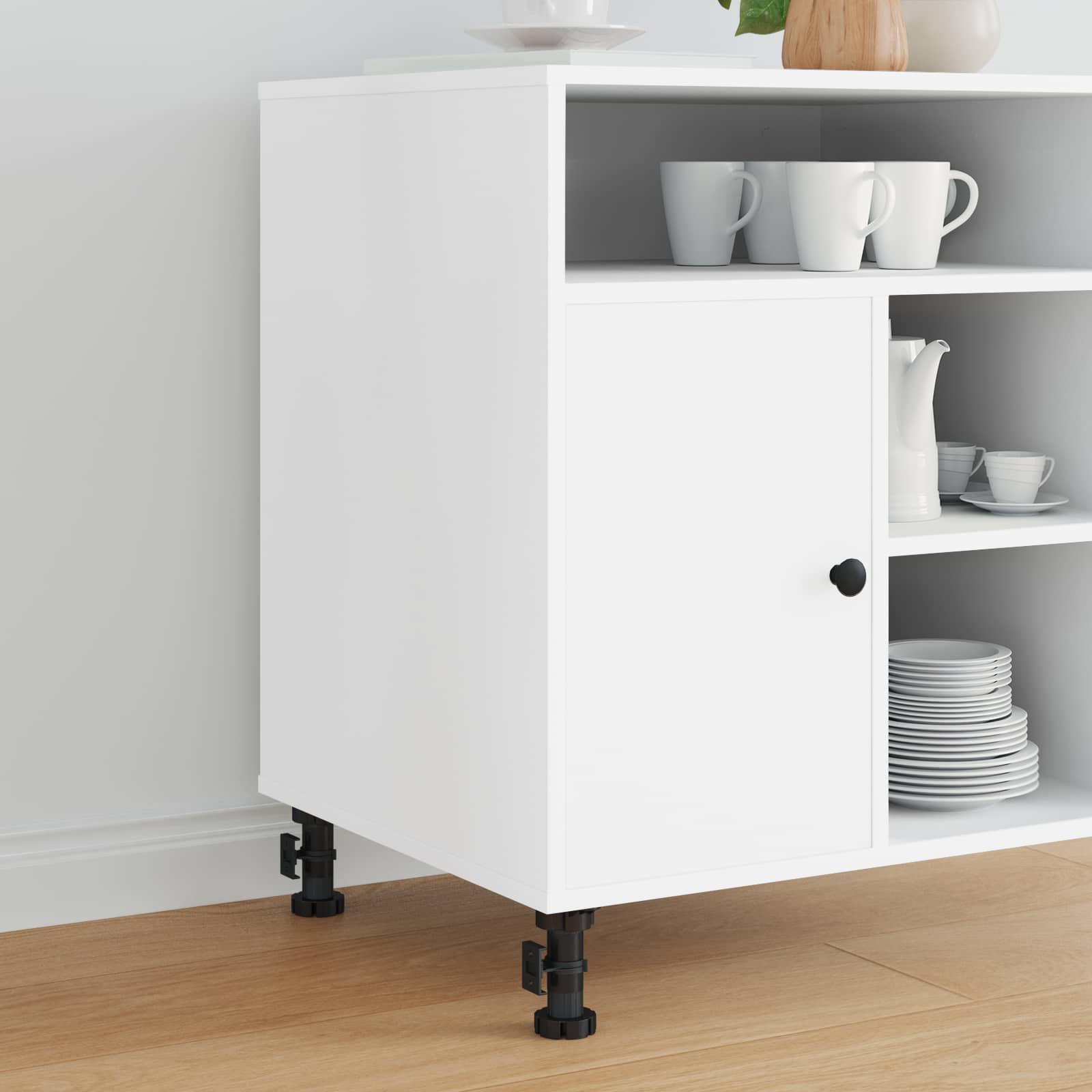 Møbelben Indstillelig 12 pcs Sort 46 x 46 x 128 mm PP billede