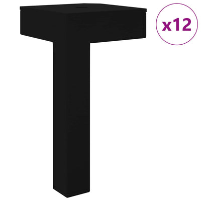 Stående Fødder 12 pcs Sort 57 x 57 x 100 mm Jern