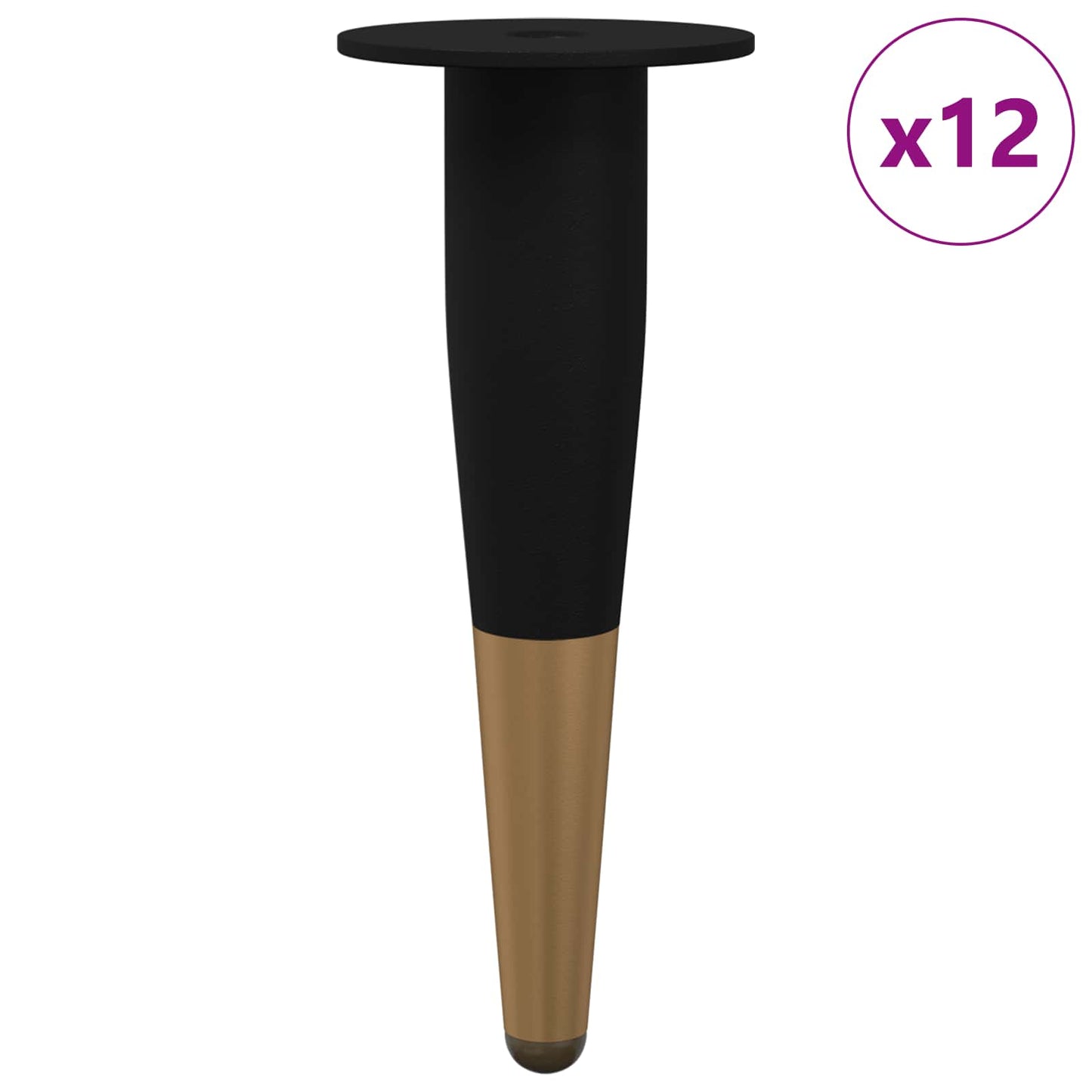 Møbelben 12 pcs Sort og Guld Ø 40 x 98 mm Jern