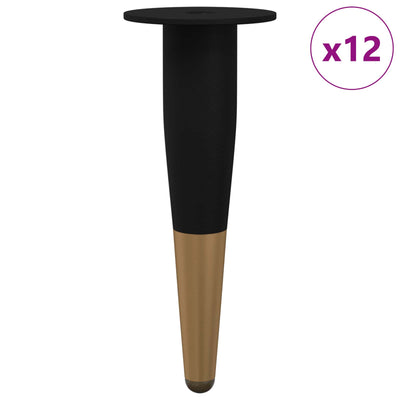 Møbelben 12 pcs Sort og Guld Ø 40 x 98 mm Jern