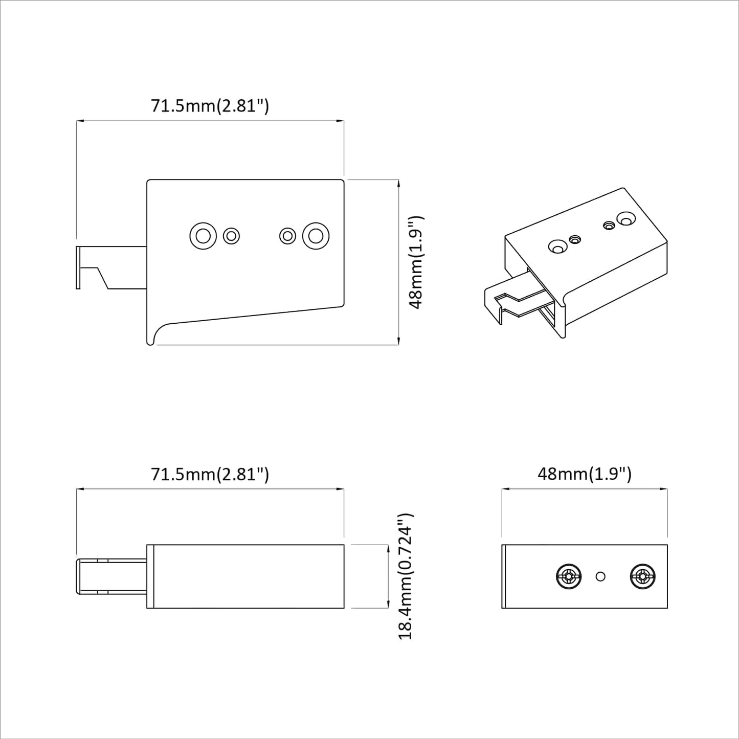 Kabinet hængende beslag 12 pcs Hvid 70 x 48 x 19 mm