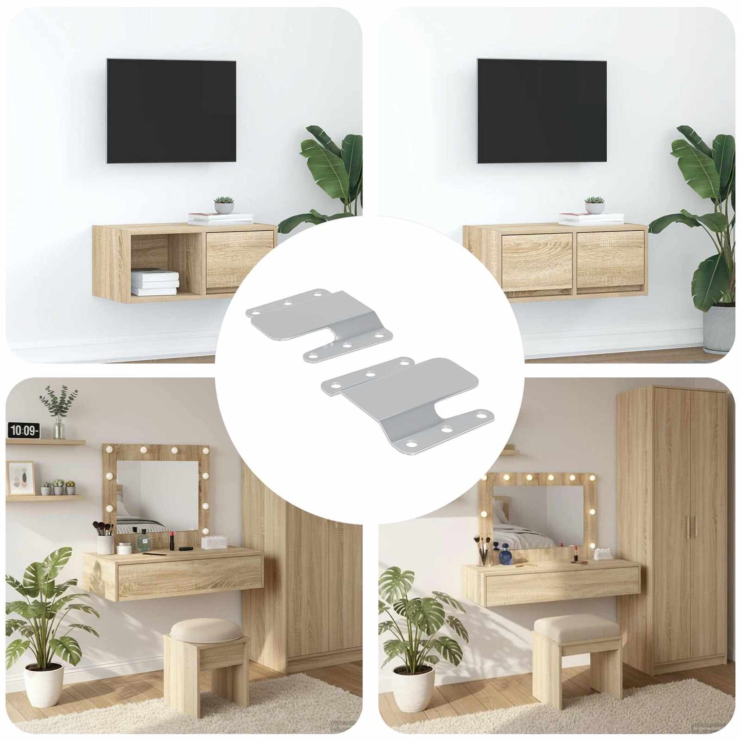 Flush Mount Beslag 2 pcs Sølv 75 x 66 x 1,4 mm Stål