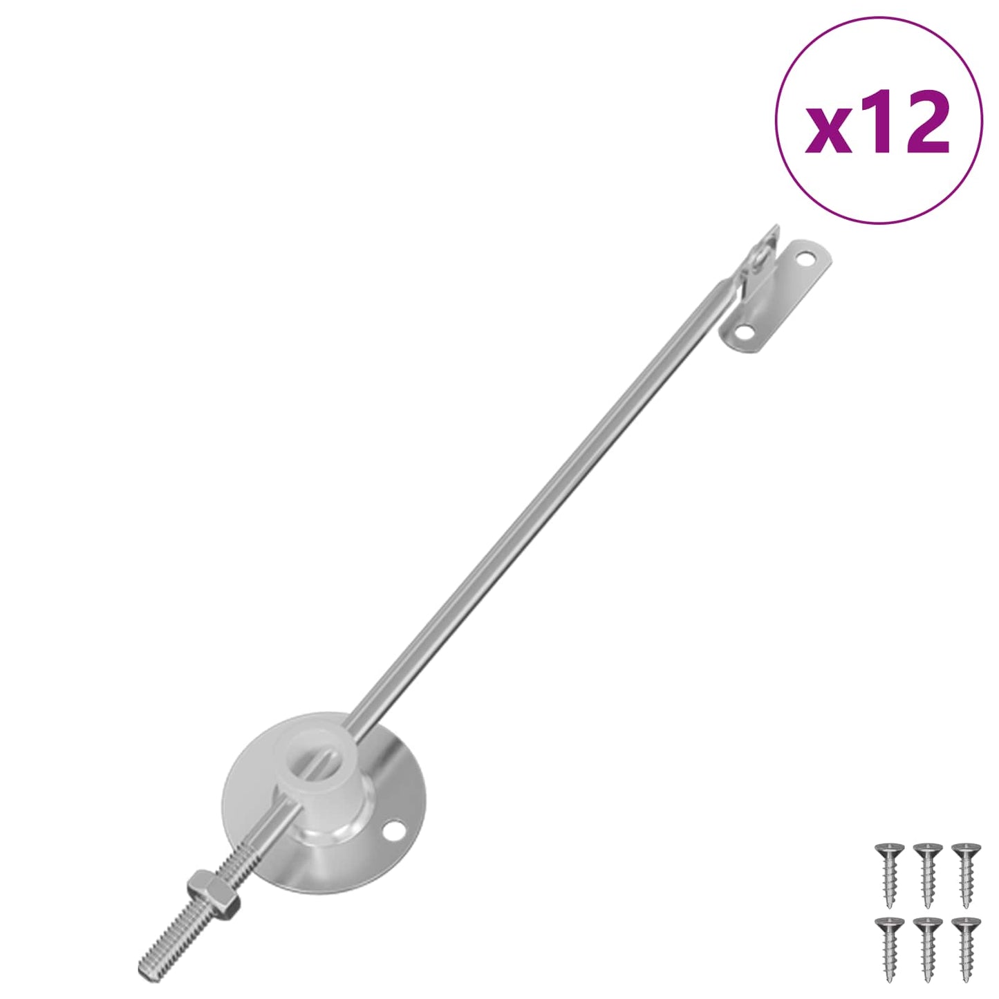 Låg støttehængsel 12 pcs Sølv 194 x 36 x 18 mm Jern