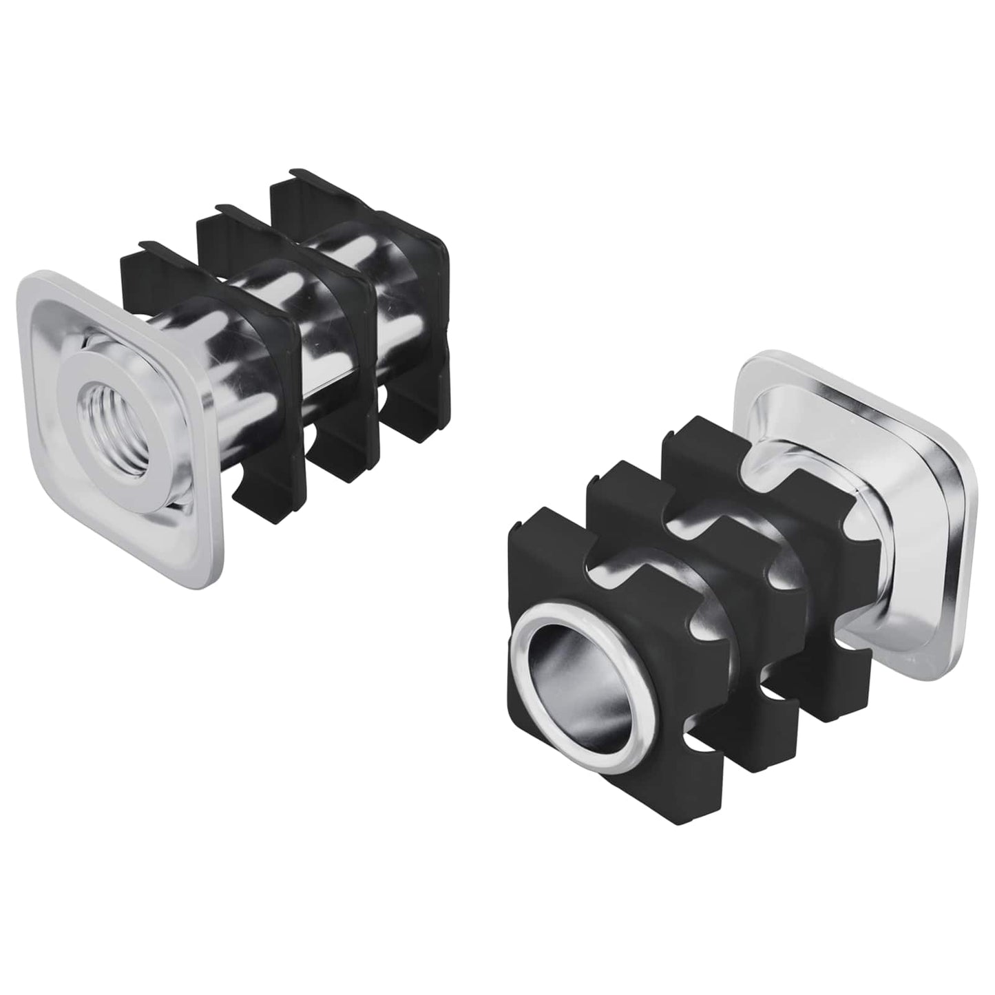 Gevindet tubeindsats 2 pcs Sort og Sølv 15,8 x 15,8 x 22,5 mm