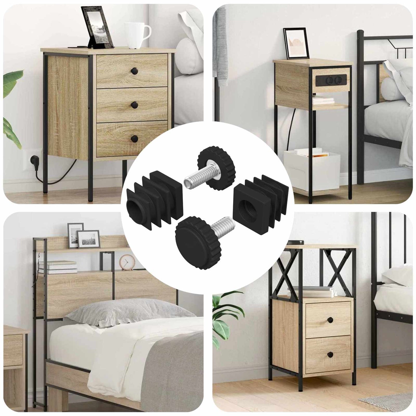 Møbelleveler Indstillelig 2 pcs Sort M6 PP