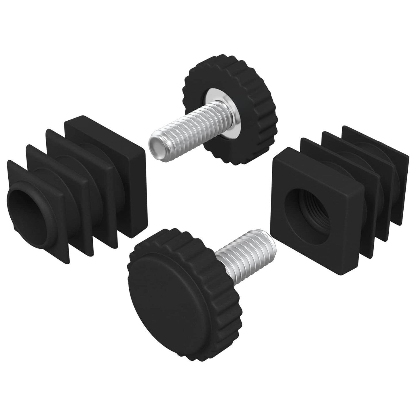 Møbelleveler Indstillelig 2 pcs Sort M6 PP