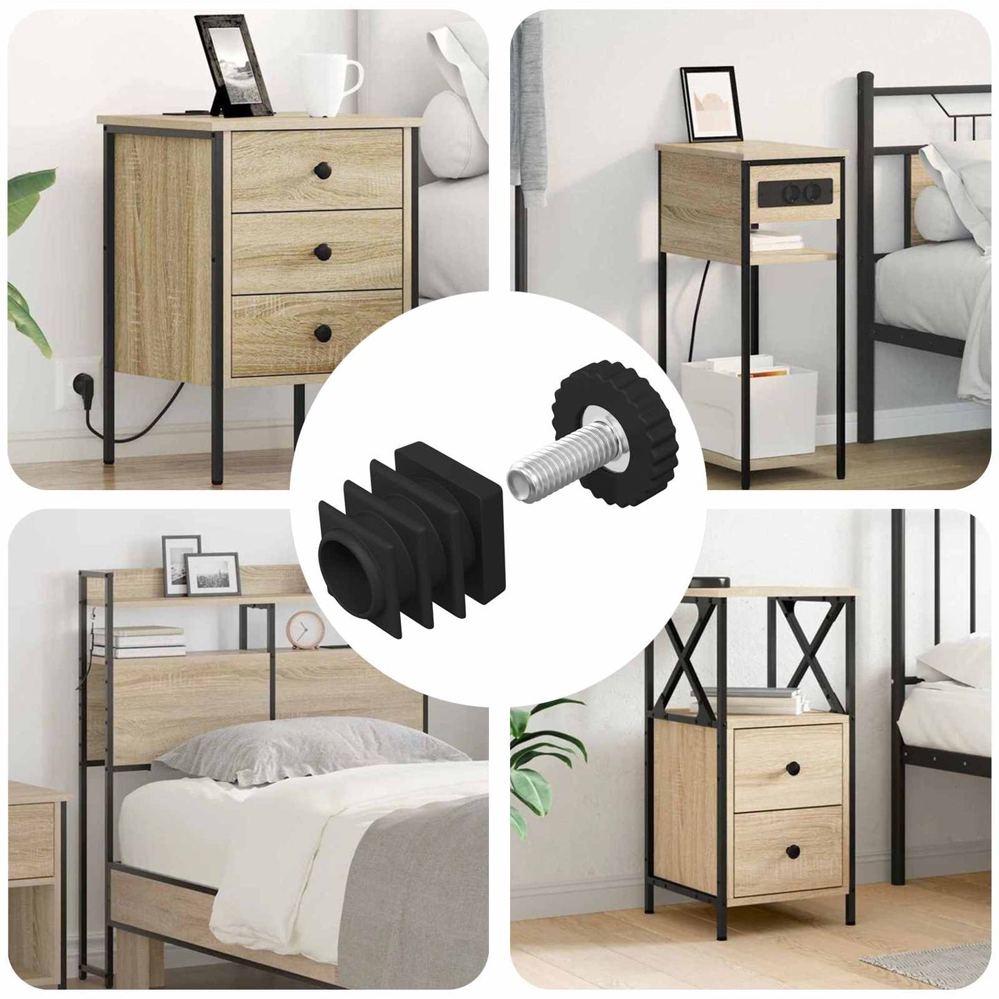 Møbelleveler Indstillelig 12 pcs Sort M6 PP
