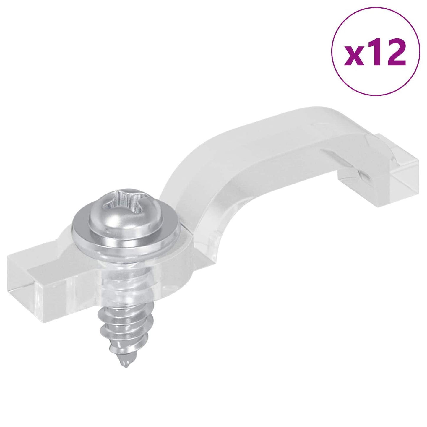 LED Strip Clips 23,8 mm 12 pcs Transparent Plastik og Jern