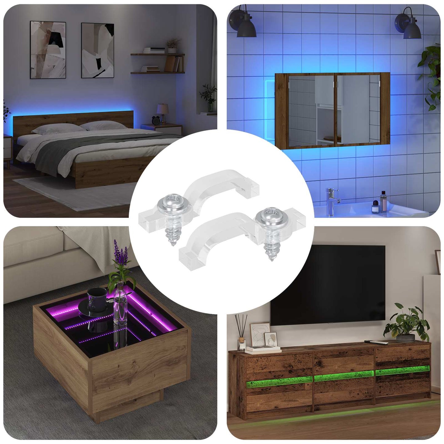 LED Strip Clips 23,8 mm 2 pcs Transparent Plastik og Jern