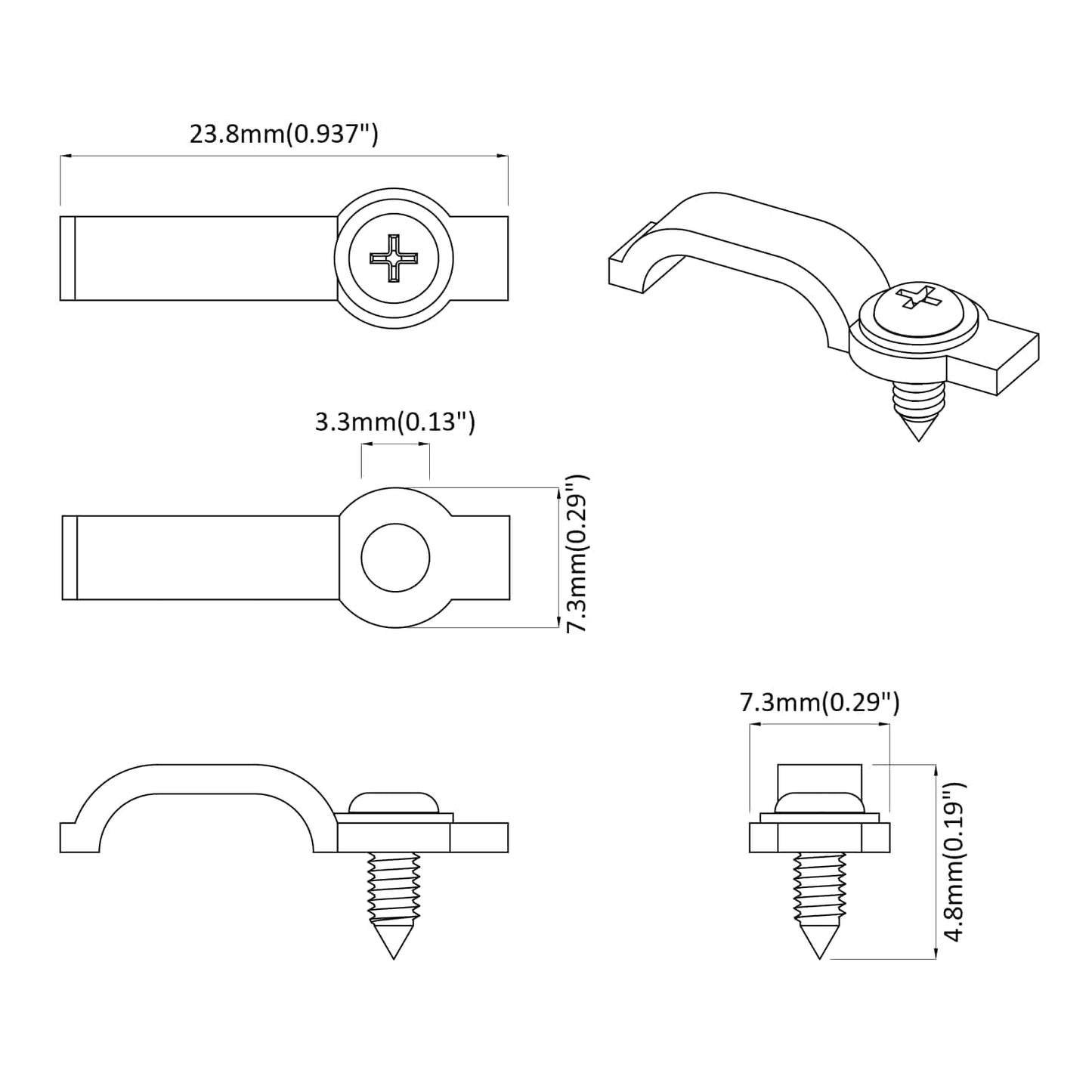 LED Strip Clips 23,8 mm 12 pcs Transparent Plastik og Jern