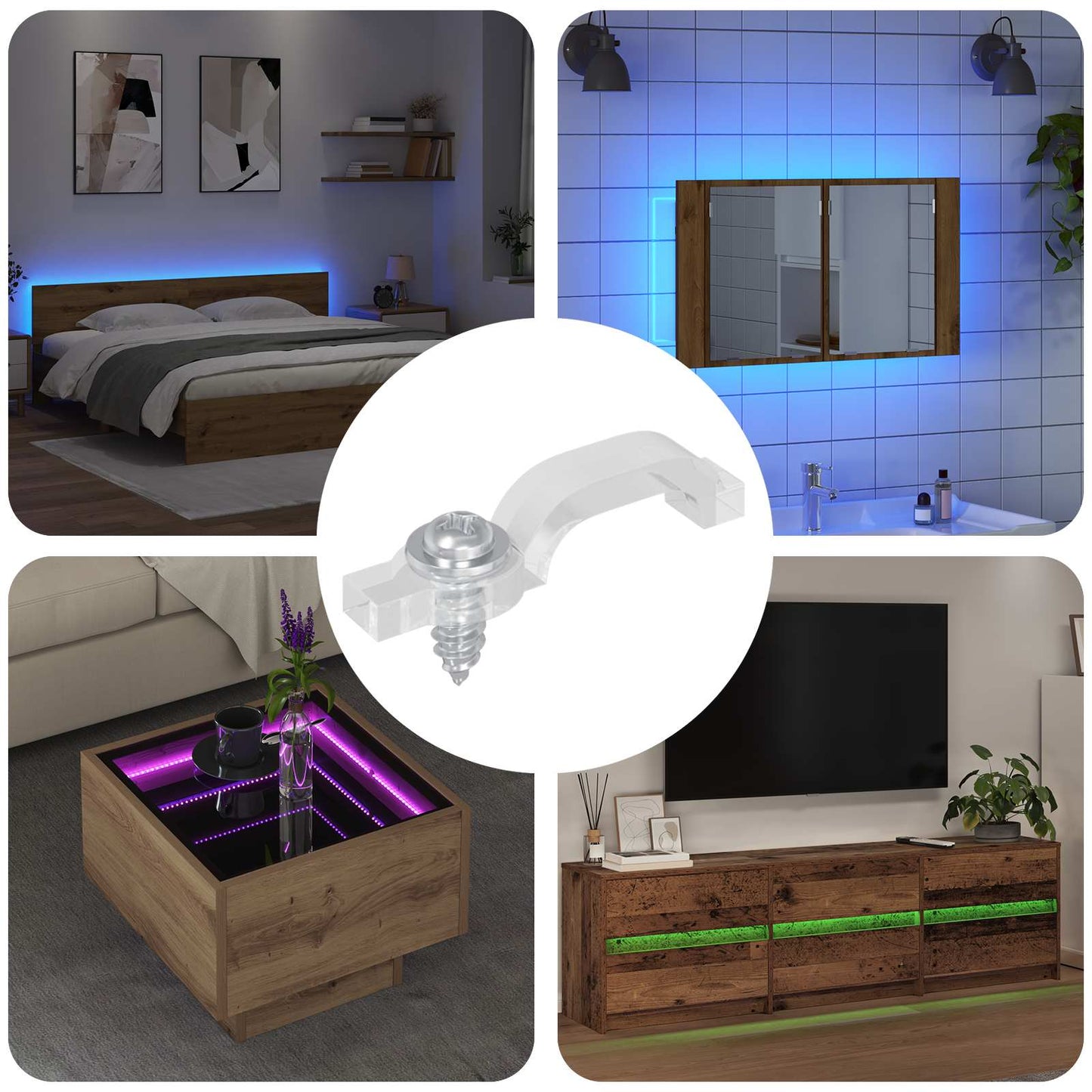 LED Strip Clips 23,8 mm 12 pcs Transparent Plastik og Jern