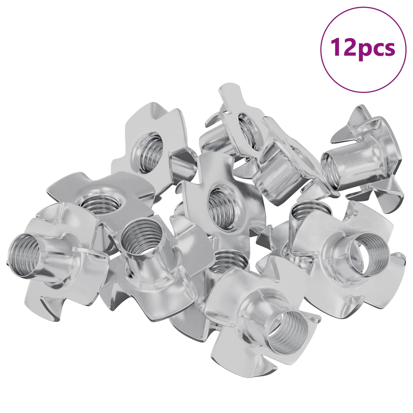 Pronged T-nut 12 pcs Sølv M6 mm Stål